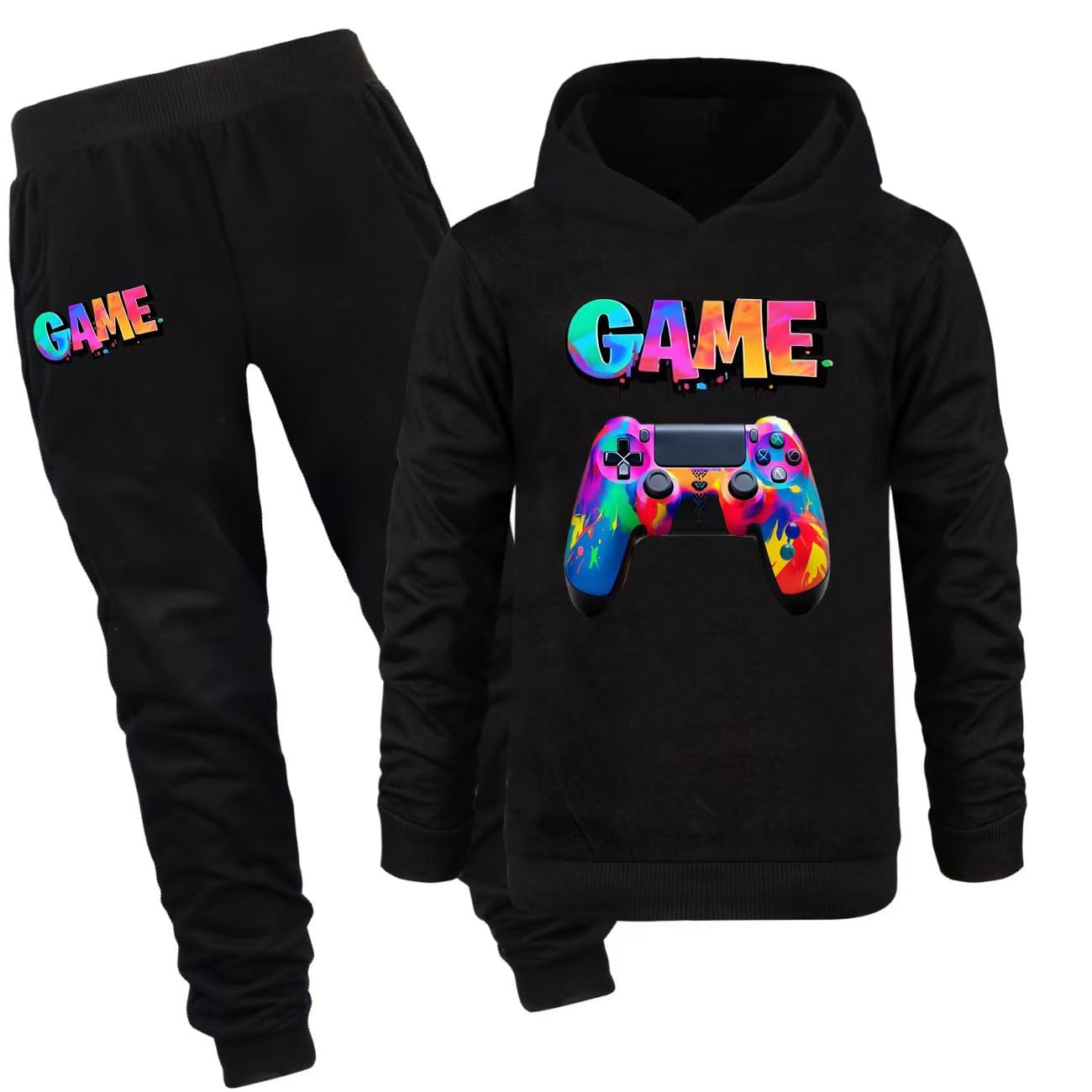 Boys' Cotton Tracksuit Set - Game Fans Pullover Hoodie & Jogging Pants 2-Piece Outfit for Kids | Comfortable Athletic Wear for School, Sports & Casual Play