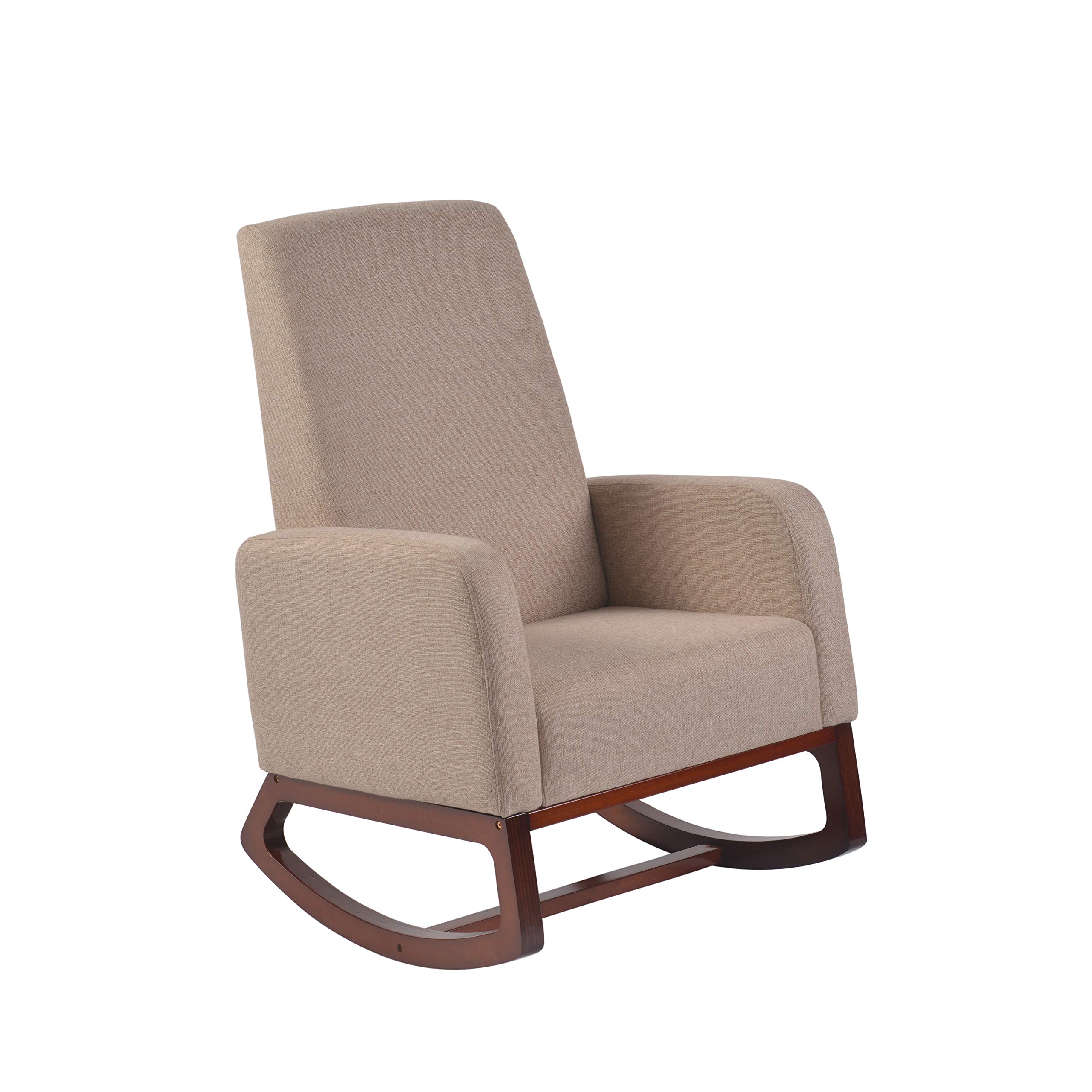 Artiva USA Home Deluxe Modern Solid Wood Rocking Chair with Padded Seat and Armrests - Perfect for Nursery, Living Room, Porch & Relaxation