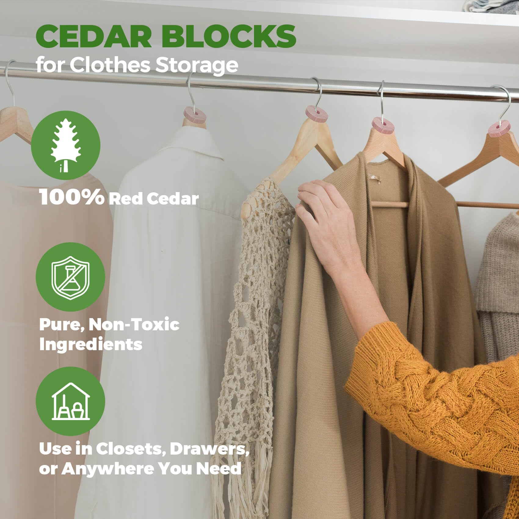 50 Pack Natural Cedar Balls & Rings for Clothes Protection - Moth Repellent for Closet, Drawers & Storage (30 Cedar Rings + 20 Cedar Balls) - Fresh Scent Cedarwood Blocks for Wardrobe, Dresser & Seasonal Clothing Storage