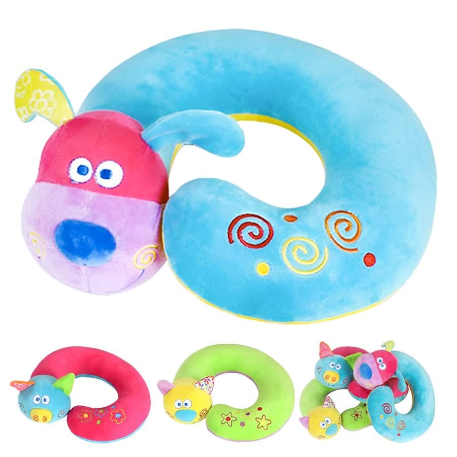 **Kids Travel Neck Pillow - Soft & Supportive Dog Plush Pillow for Toddlers on Airplanes, Car Rides & Road Trips - Comfortable Chin Support for Sleeping - Perfect for Long Flights & Family Vacations**