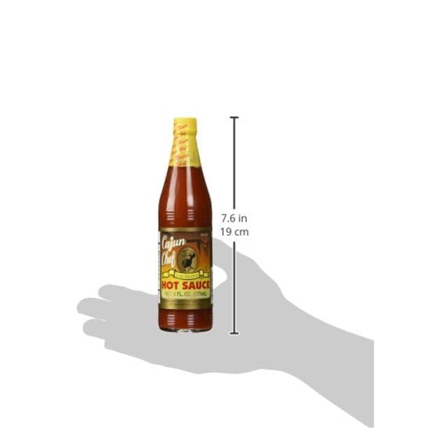 Cajun Chef Louisiana Hot Sauce - 6 Ounce Bottles (Pack of 2) | Spicy Pepper Sauce for Wings, Tacos, Seafood & BBQ | Authentic Cajun Flavor