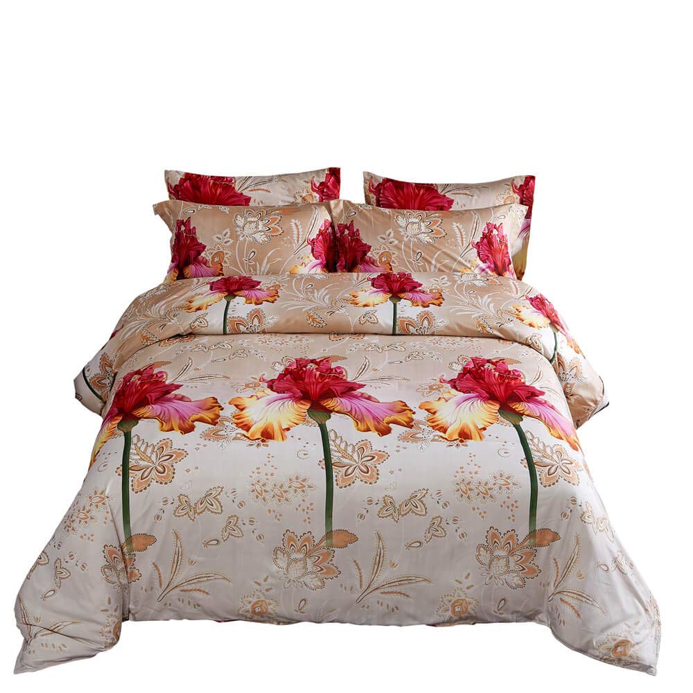 Premium Floral Duvet Cover Set Queen Size - Elegant Orchid Print 6-Piece Luxury Bedding Set for Master Bedroom & Guest Room Decor