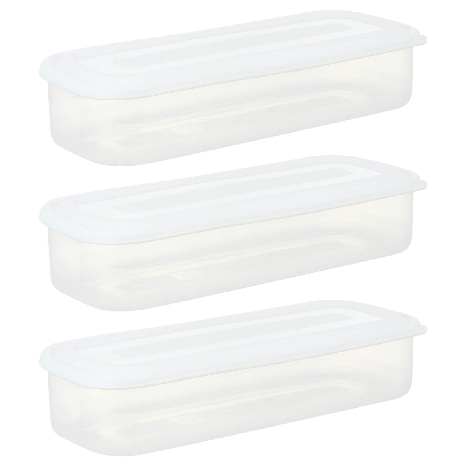 Plastic Kitchen Pantry Organizer - 3-Piece Food Storage Containers with Lids for Refrigerator & Freezer | Perfect for Fruits, Snacks, Pasta & Produce | Space-Saving Fridge Organization Solution