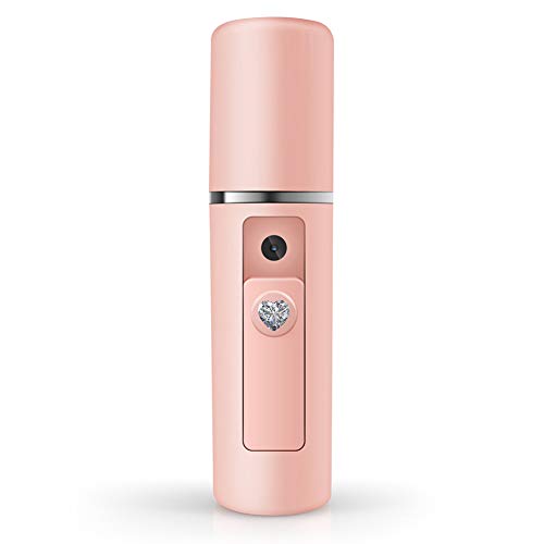 Portable Nano Facial Mister - Hydrating Face Mist Sprayer with Cool Atomization for Skin Care, Makeup & Eyelash Extensions | Travel-Friendly Moisturizing Humidifier for Dry Skin, Office & Gym Use (Pink)