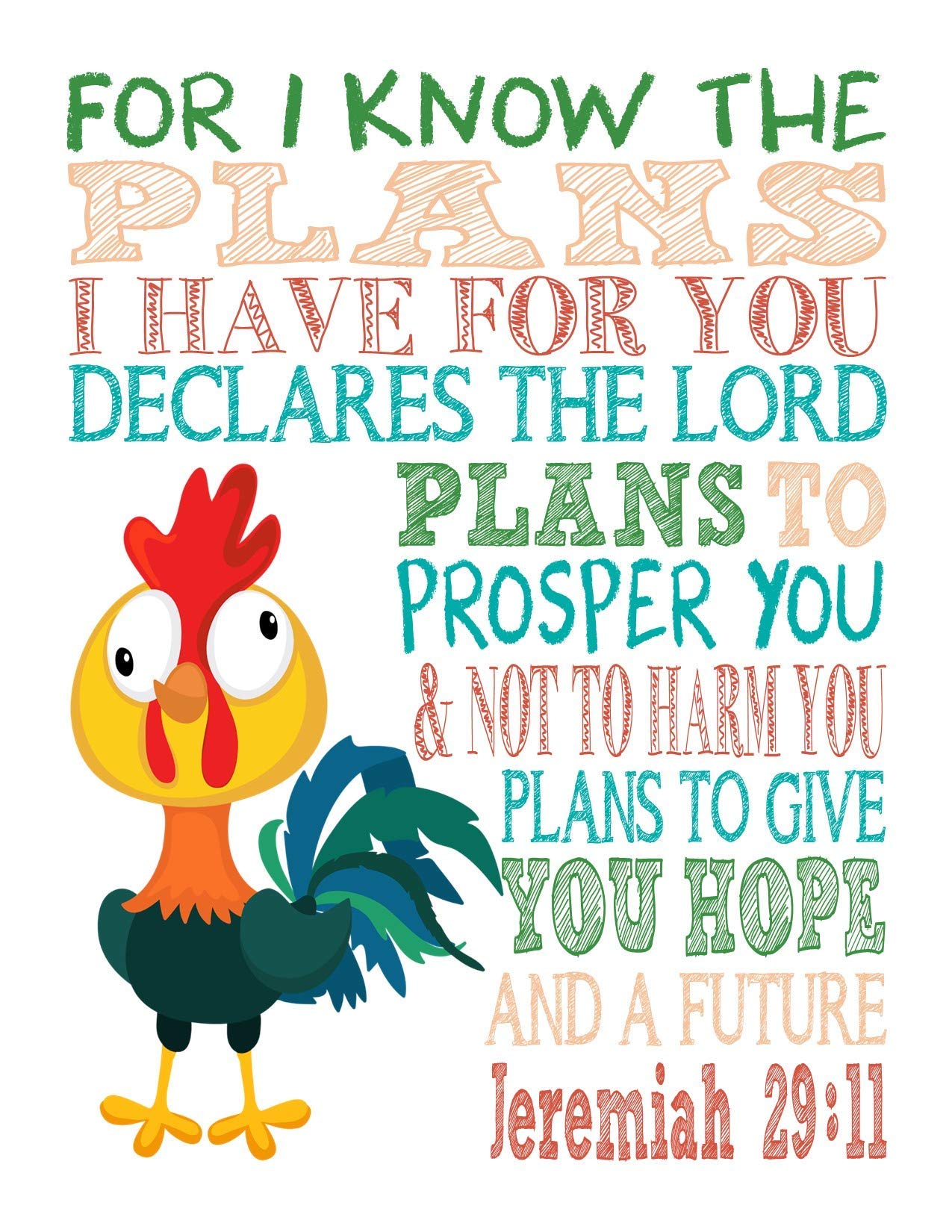 Moana Christian Nursery Decor - 4 Prints with Bible Verses for Baby Room