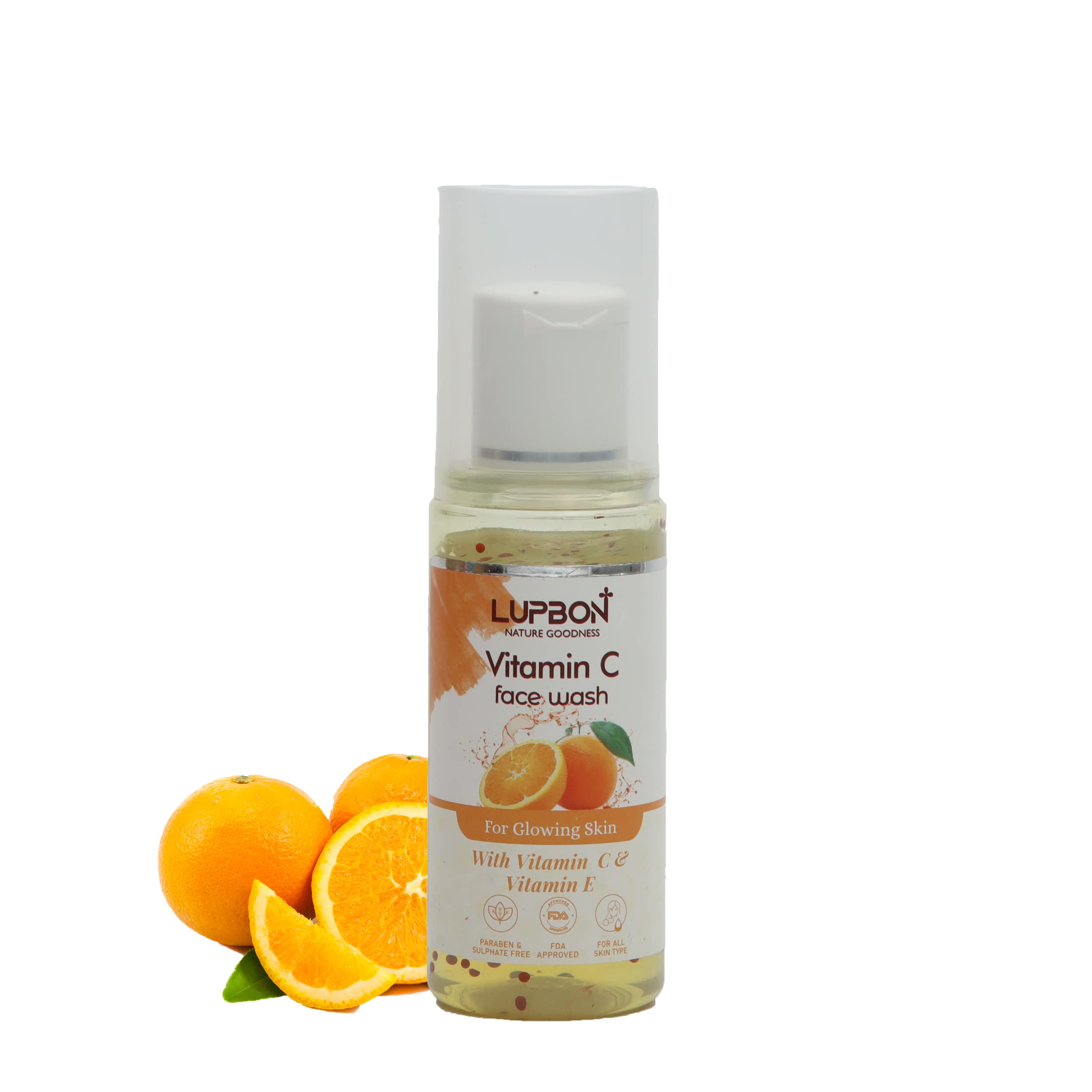LUPBON Vitamin C & E Face Wash for Natural Skin Glow - 100ml | Brightening & Hydrating Cleanser for Daily Skincare Routine
