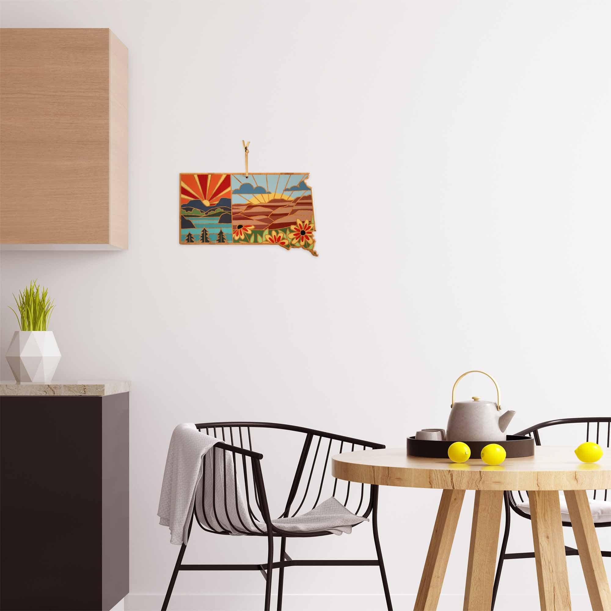 Handcrafted South Dakota Themed Wooden Cutting Board - Summer Stokes Artwork - Perfect for Kitchen Decor, Gift Giving & Serving Charcuterie