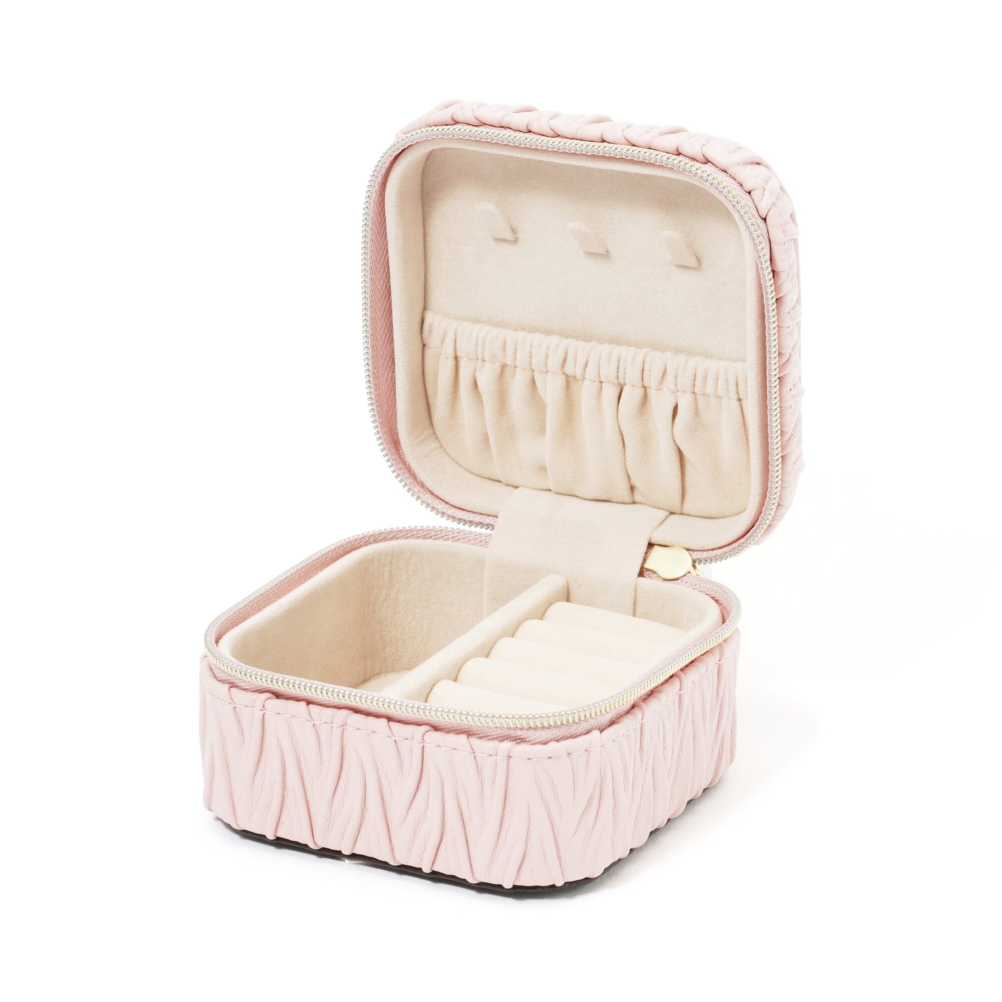Elegant Pink Embossed Travel Jewelry Box - Compact Organizer for Necklaces, Rings & Earrings - Perfect for Vacation, Bridal Shower & Gift Giving
