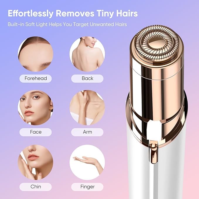 VIFORA Facial Hair Remover for Women - Painless USB Rechargeable Epilator for Face, Chin, Cheeks, Eyebrows & Upper Lip | Portable Hair Removal Device for Smooth Skin at Home or Travel (White)