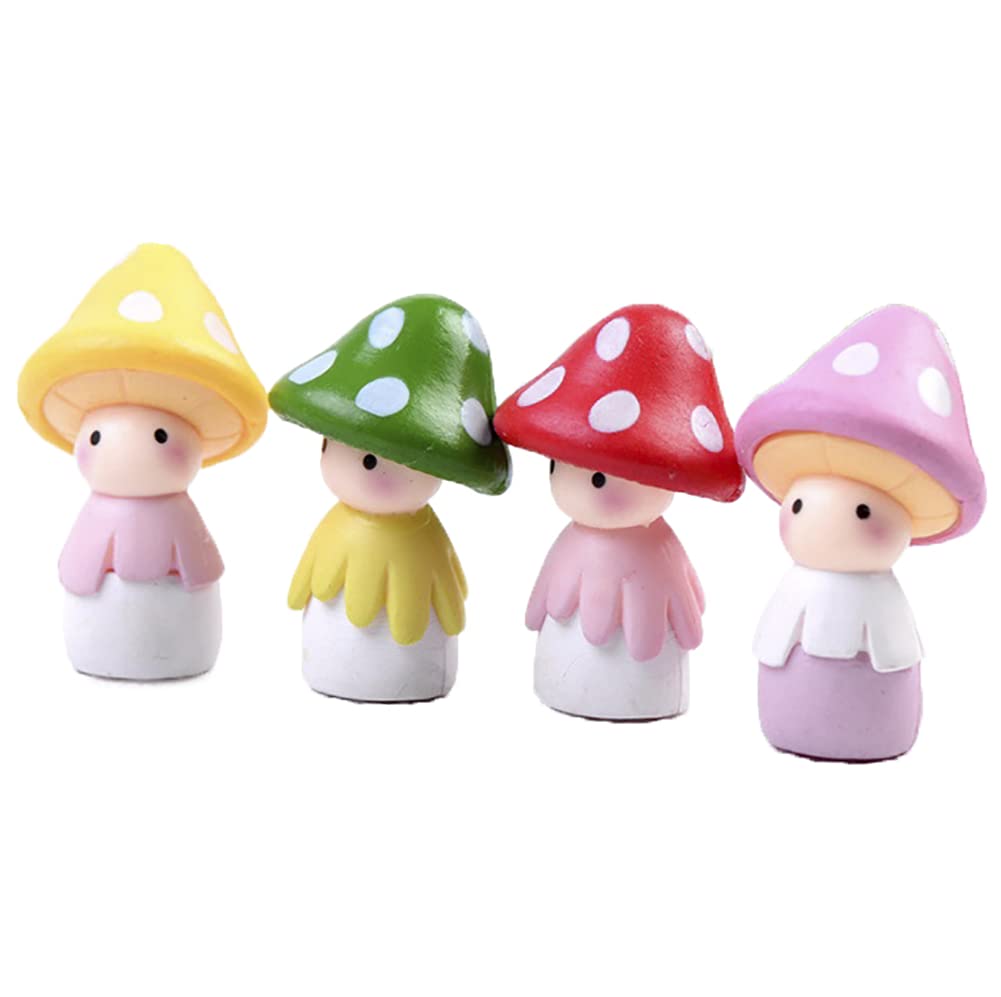 4PCS Miniature Fairy Garden Mushroom Figurines - Resin Flower Pot Decorations for Kids, DIY Fairy Garden Kit, Micro Landscape Accessories (Perfect for Indoor/Outdoor Fairy Gardens, Terrariums & Home Decor)