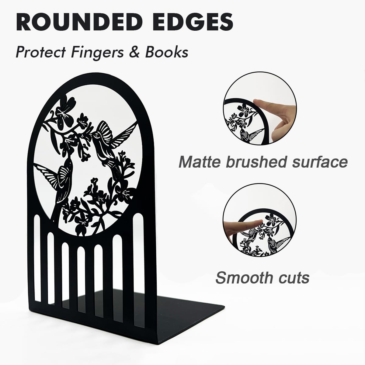 Decorative Bookends for Heavy Books - Non-Skid Shelf Holder for Office & Home
