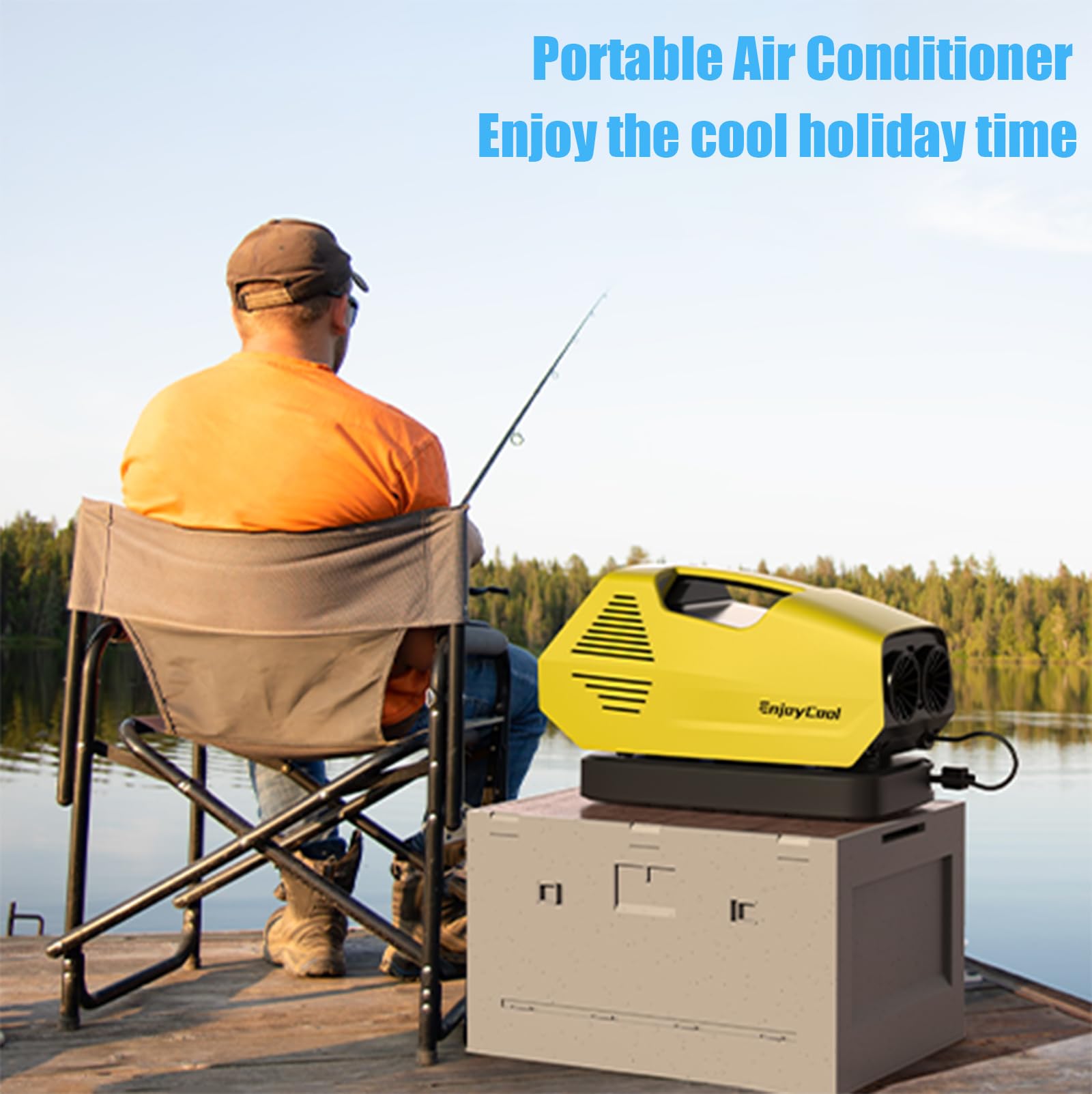 Portable Air Conditioner 2380 BTU - Compact Camping AC Unit for Tents, RVs, Cars - 4 Cooling Modes with Energy Saving Function - Ideal for Outdoor Adventures, Fishing Trips & Pet Comfort - Perfect for Summer Camping, Road Trips, Home Office, and Small Rooms (Yellow) - Great for Travel, Emergency Cooling, and Hot Weather Relief