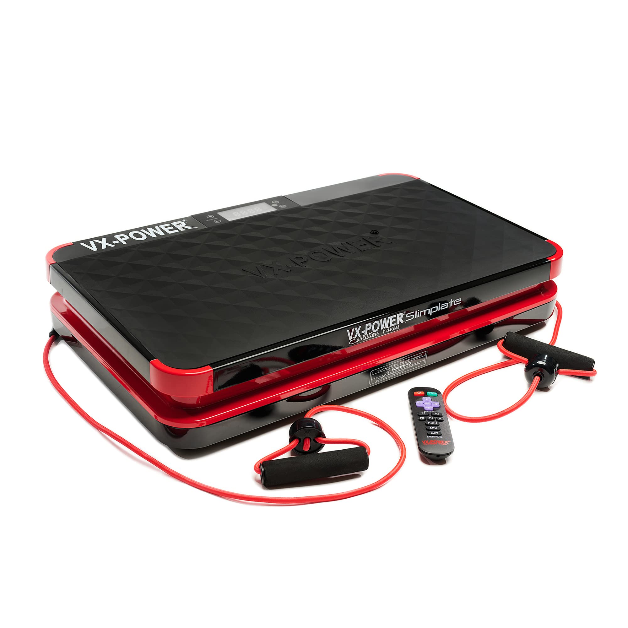 VX-Power Slimplate Digital Vibration Plate - Whole Body Oscillating Exercise Machine with Resistance Bands & Bluetooth Speakers for Home Cardio, Weight Loss, Toning & Fitness | Perfect for Home Gym, Physical Therapy & Post-Workout Recovery