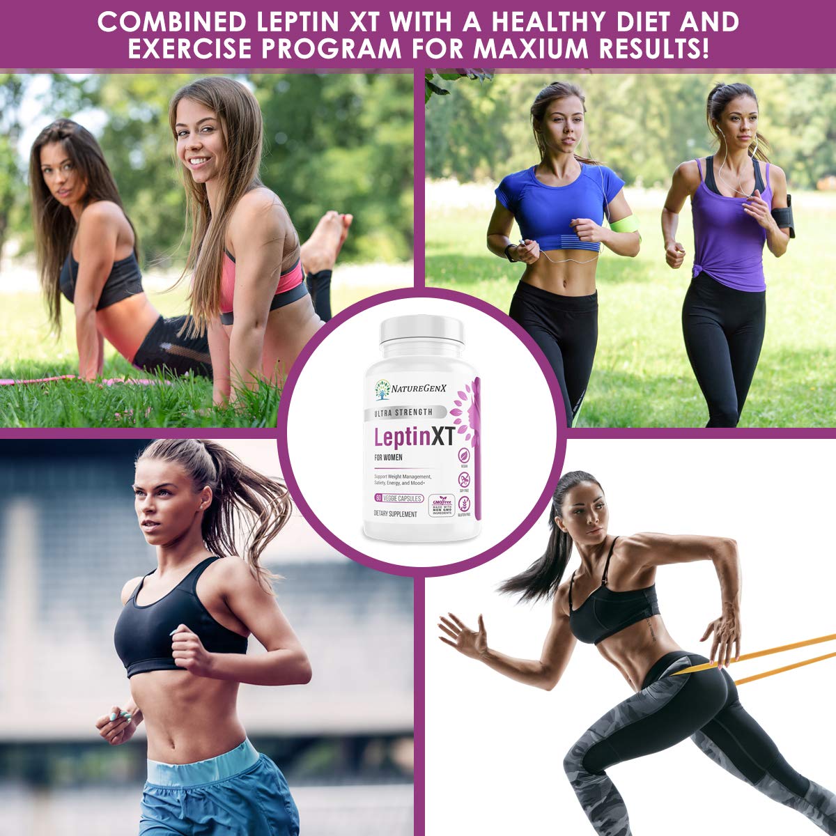 LeptinXT - Advanced Strength Leptin Supplement for Women's Weight Loss | Healthy Fat Burner Pills | Natural Diet Aid for Metabolism Boost | 60 Capsules | Perfect for Post-Workout Recovery & Daily Energy Support