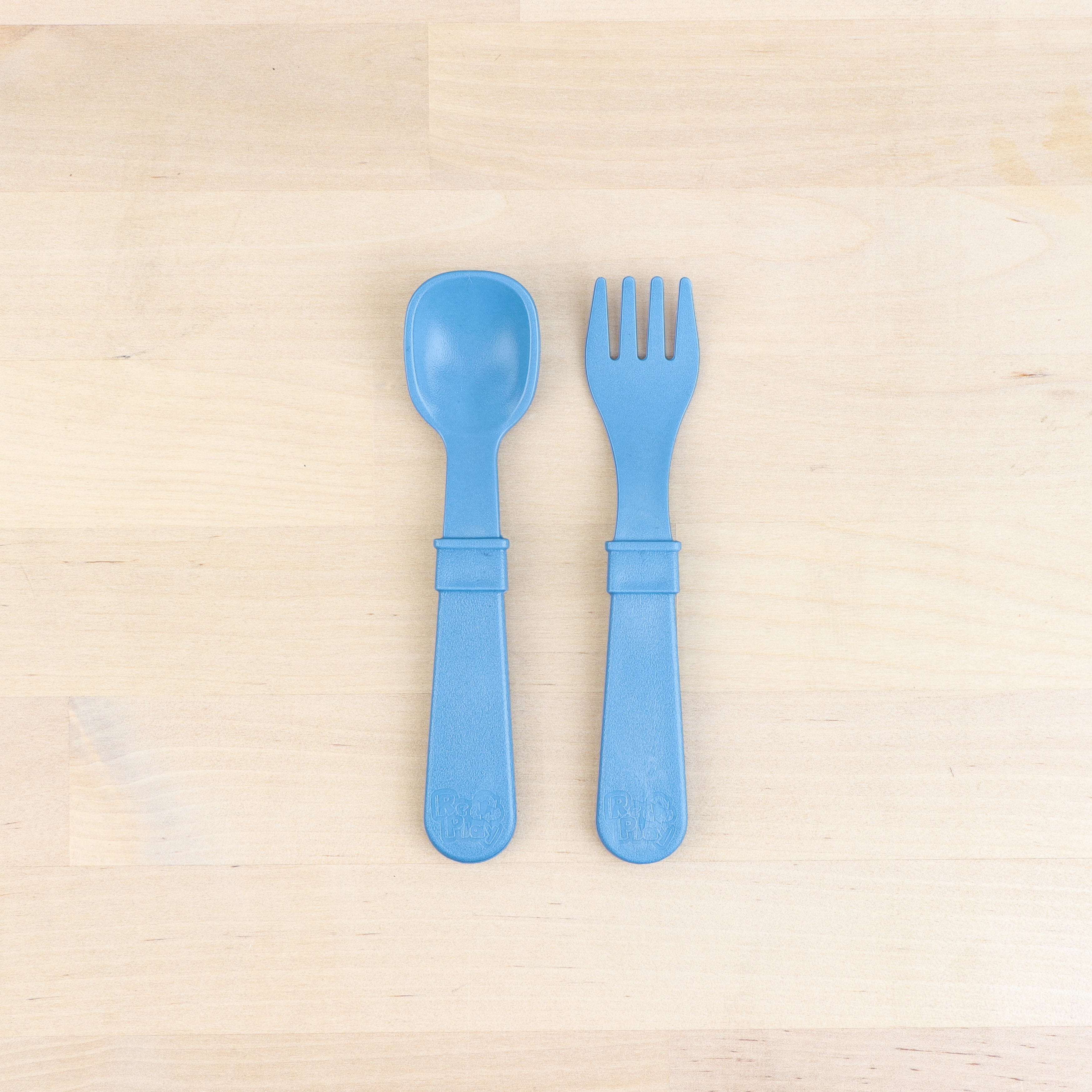 Re Play Fork & Spoon Set - BPA-Free Toddler Utensils for Kids - Durable Plastic Baby Feeding Set for Travel, Daycare & Home Use