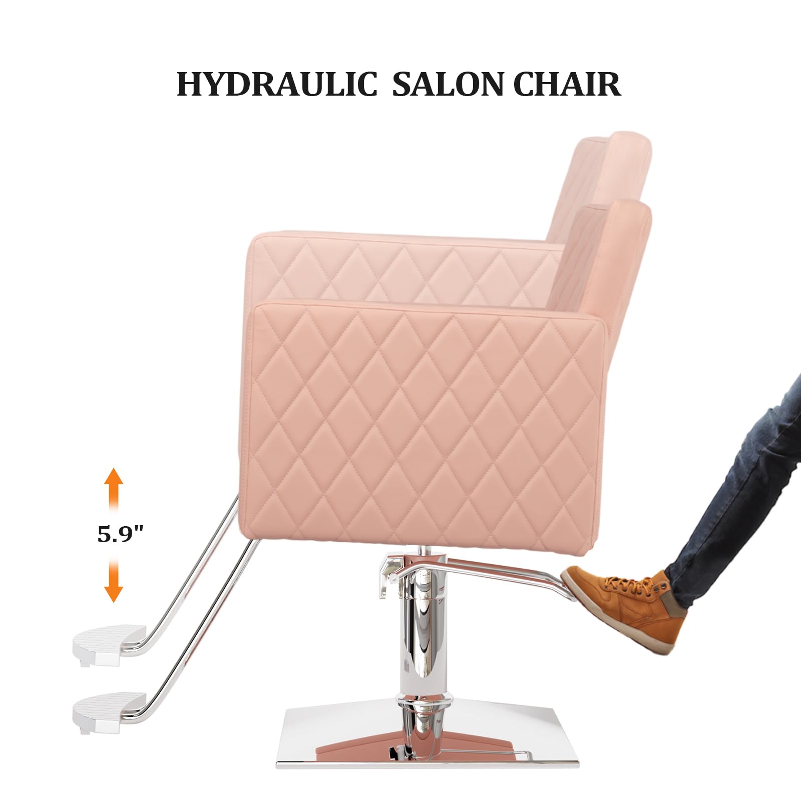 Pink Hydraulic Salon Chair for Hair Stylists - Wide Seat & Aluminum Alloy Footrest - Heavy Duty Barber Chair for Beauty Salon, Spa & Cosmetology - Perfect for Hairdressing, Styling & Professional Salon Equipment