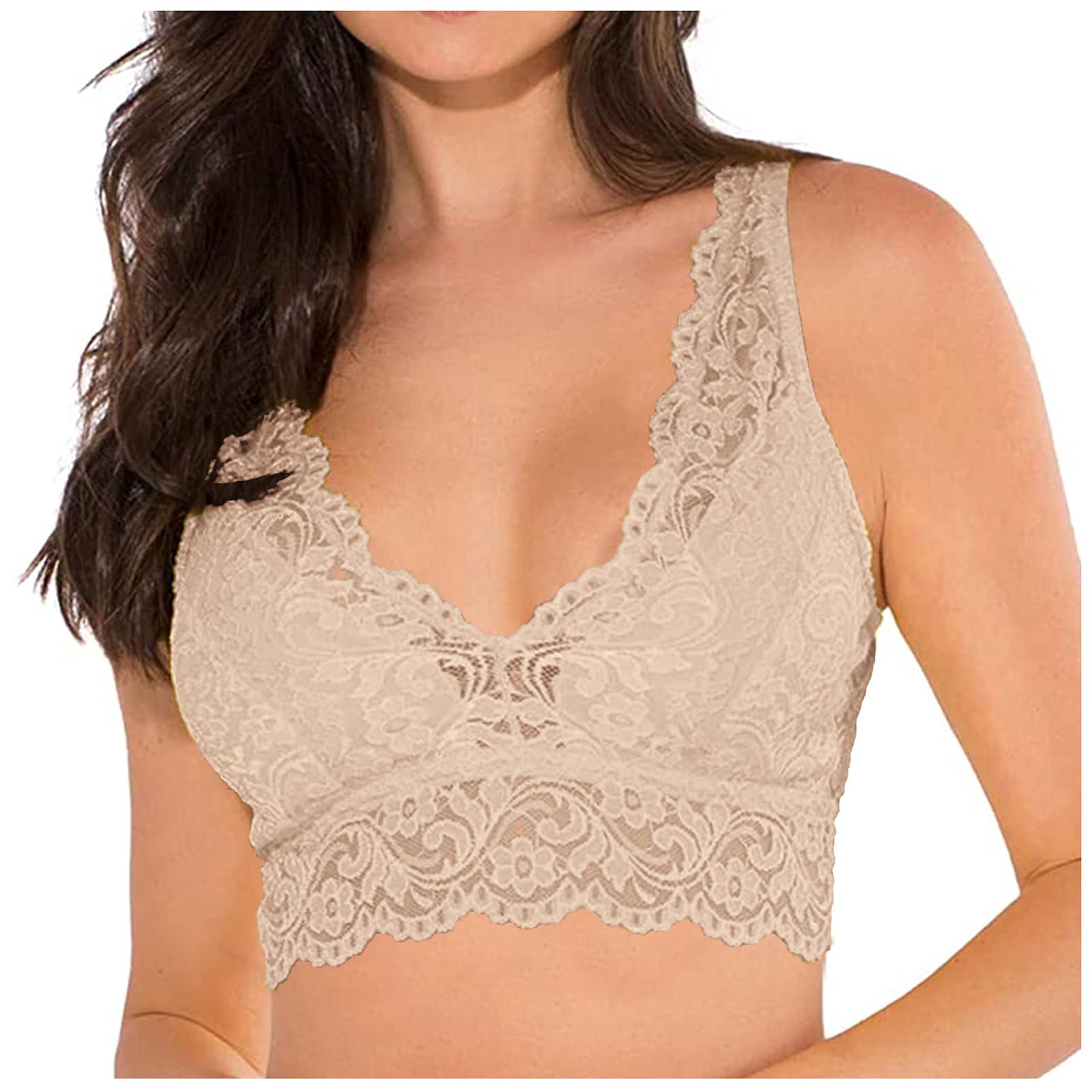 Sexy Wireless Bras for Women - Soft Lace Push Up Bralette, Plus Size No Underwire Comfort Bra, Thin Daily Wear & Sleep Bra for Lounge, Yoga & Relaxation
