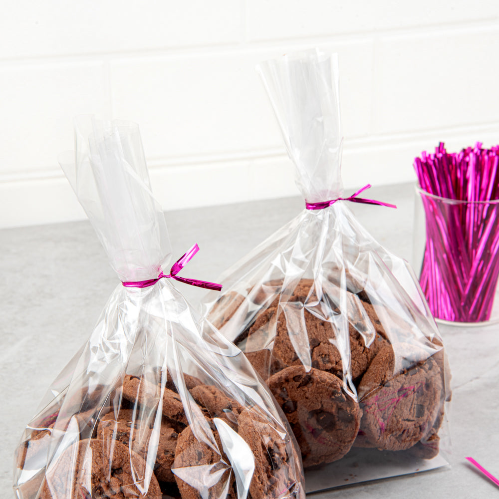 Pink Metallic Twist Ties for Bags - 500 Count Box | Reusable Bag Closures for Food Storage, Gift Wrapping & Organizing