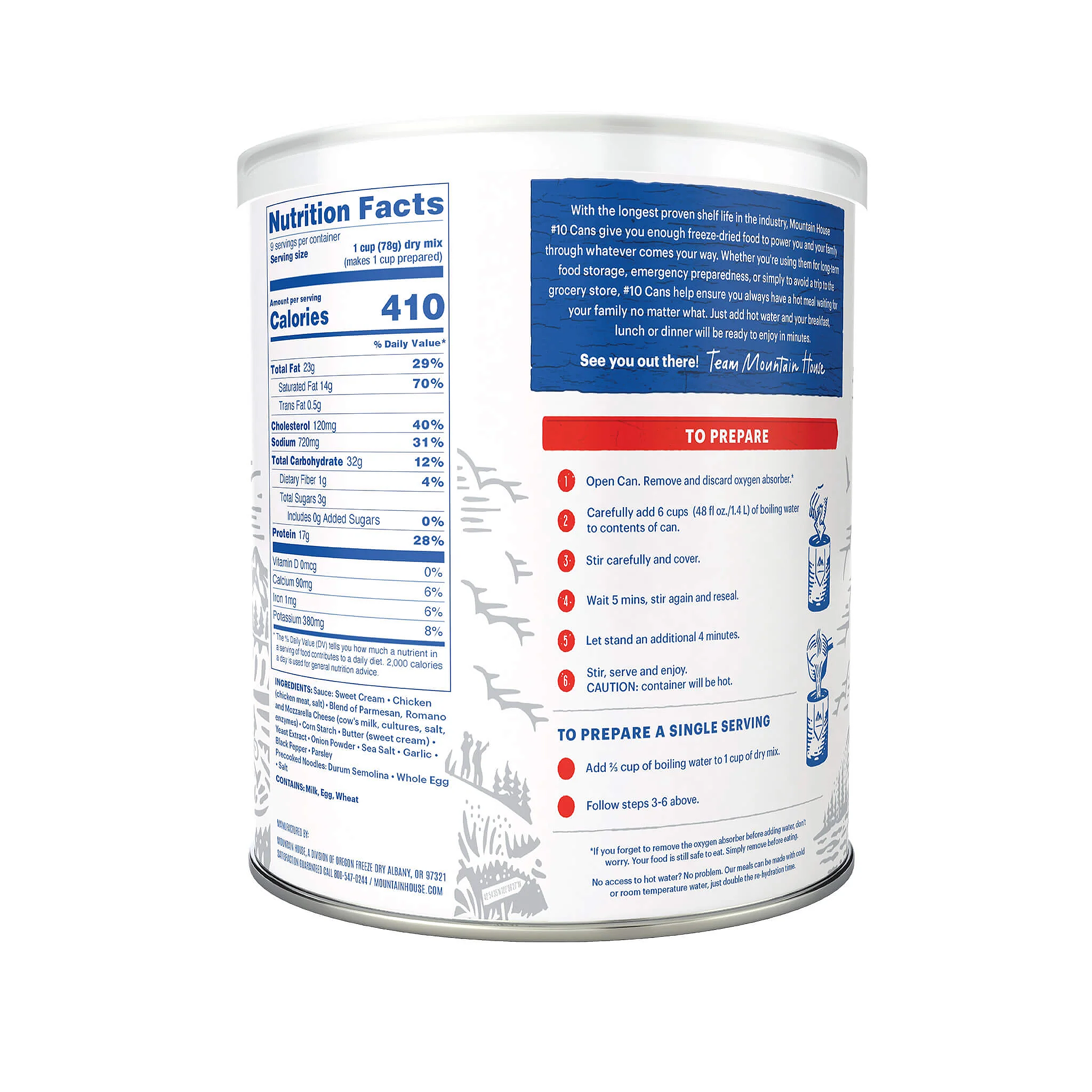 Mountain House Fettuccine Alfredo with Chicken - Freeze Dried Meal in #10 Can for Camping, Emergency Food Storage & Outdoor Adventures
