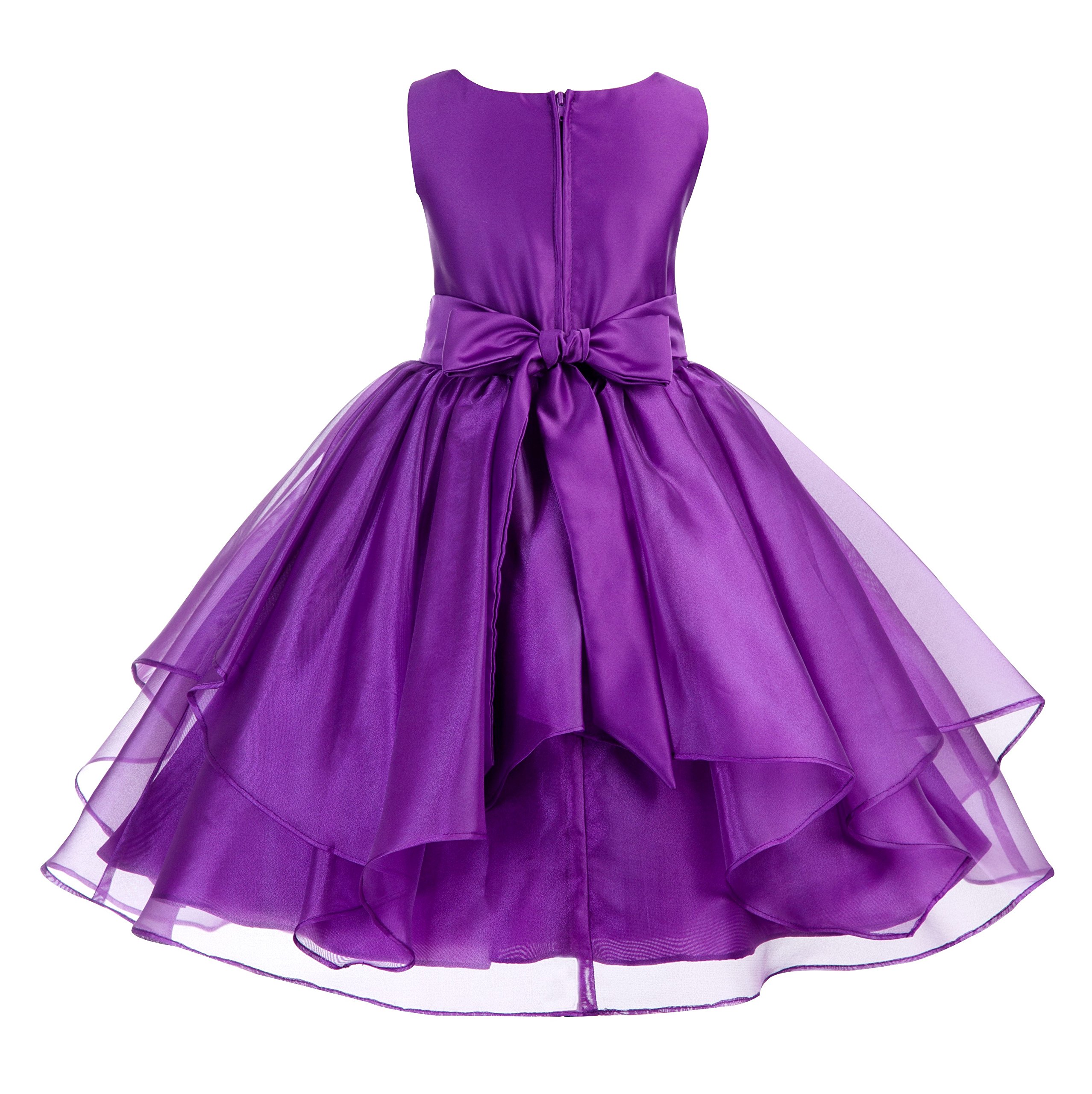 ekidsbridal Asymmetrical Ruffled Organza Sequin Flower Girl Dress for Toddlers - Perfect for Weddings, Pageants & Special Occasions