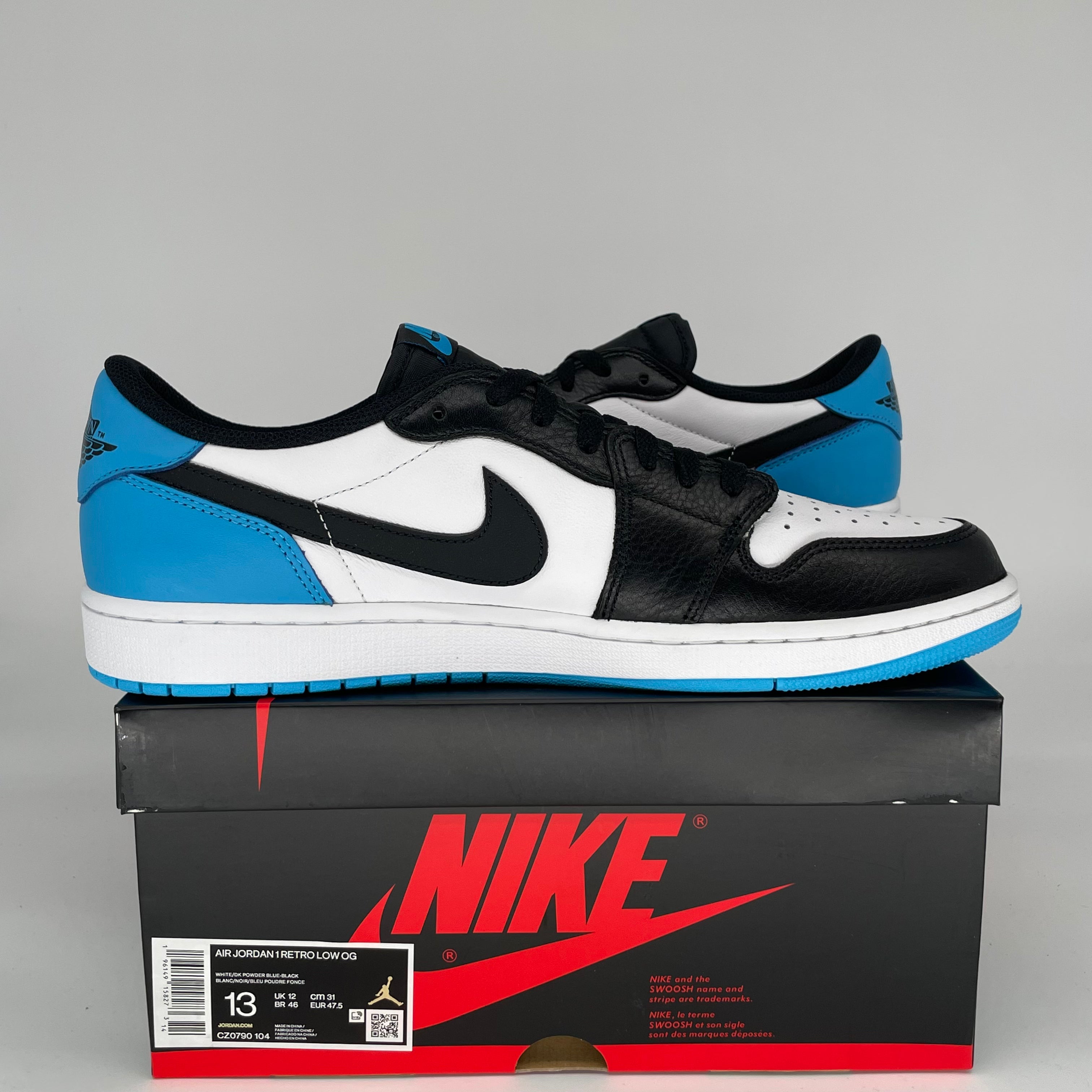 AIR JORDAN 1 LOW POWDER BLUE MEN'S SNEAKERS - SIZE 13 (CZ0790-104) | CASUAL WEAR, STREET FASHION & BASKETBALL LIFESTYLE