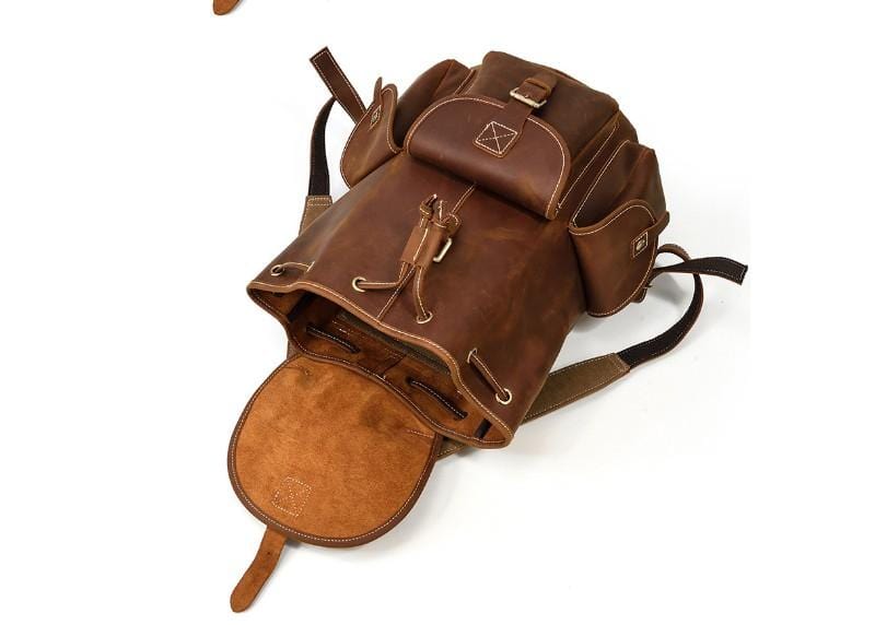 Durable Brown Leather Large Backpack Purse for Women & Men - Stylish Travel & Work Commute Bag for Laptop & Essentials