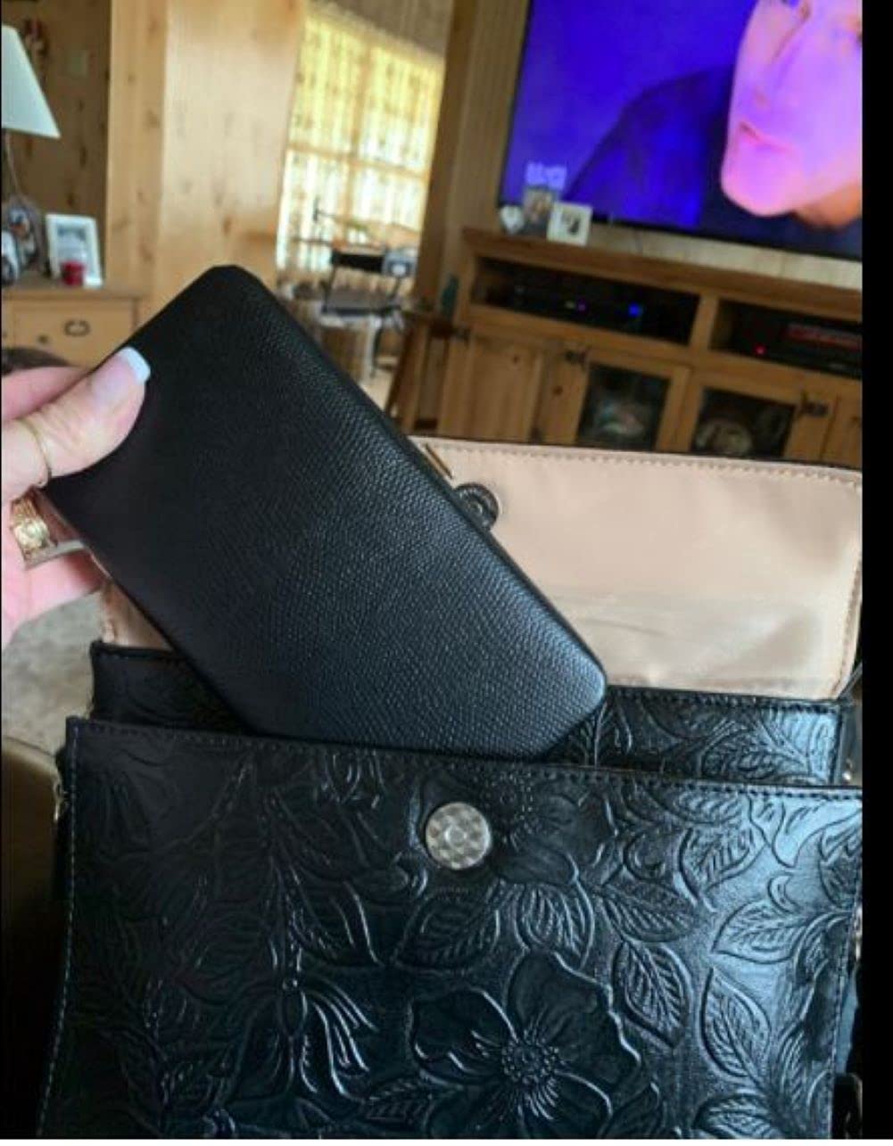 Black Glossy Snakeskin Small Flat Hard Clutch Wallet for Women - Elegant Evening Bag for Parties, Weddings & Special Occasions