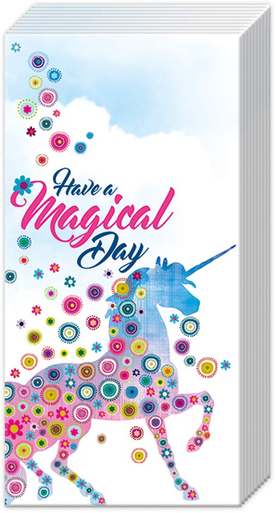 IHR Ideal Home Range Pocket Tissues 4-Ply Facial Tissues, 10-Count Pack with Magic Unicorn Design - Soft & Strong for On-the-Go, Travel, Office & Daily Use