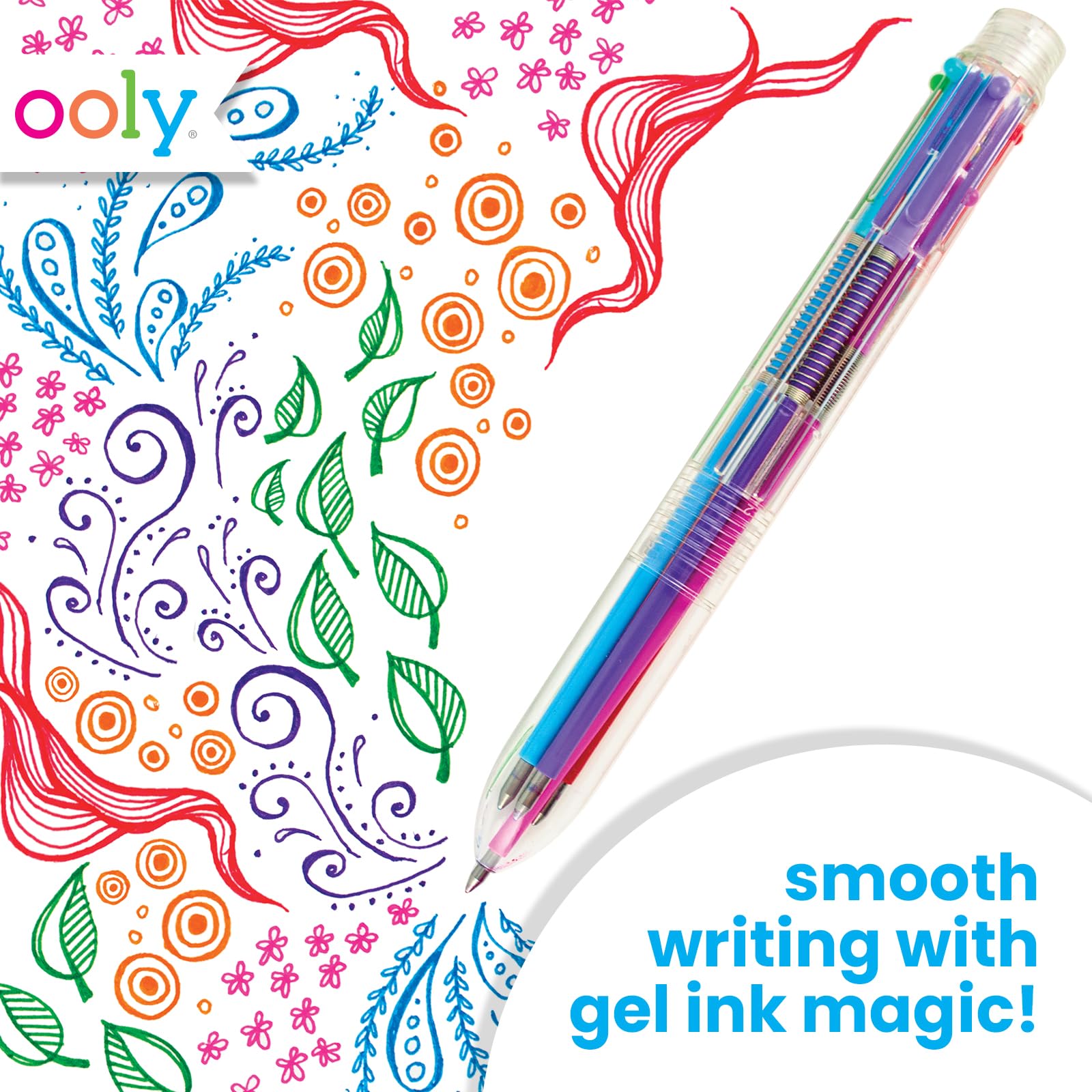 Ooly 6-in-1 Retractable Gel Pen Set - 6 Unique Colors with 0.7mm Fine Tip for Smooth Writing & Doodling - Perfect for Easter Activities, School Projects, Office Work & Creative Journaling