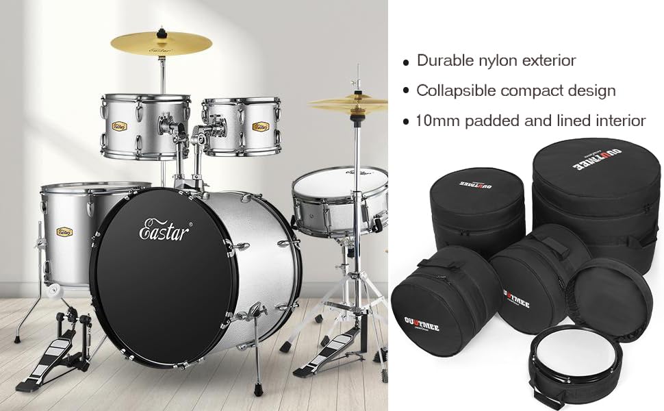 5-Piece 10mm Padded Drum Bag Set for 12