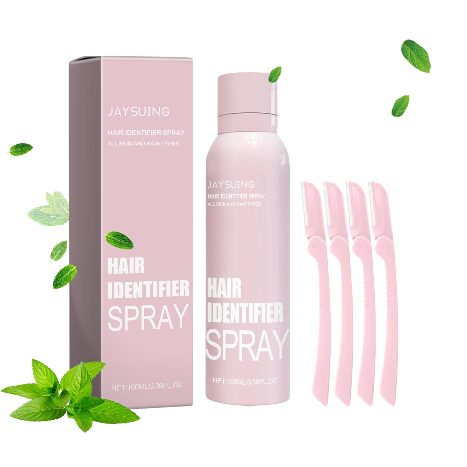 Best Hair Identifier Spray for Women - Skin & Body Hair Detection Spray with Razors | Facial Hair Removal Tool for Shaving & Eyebrow Grooming (Includes 4 Eyebrow Knives) | Perfect for At-Home Hair Removal & Beauty Routine