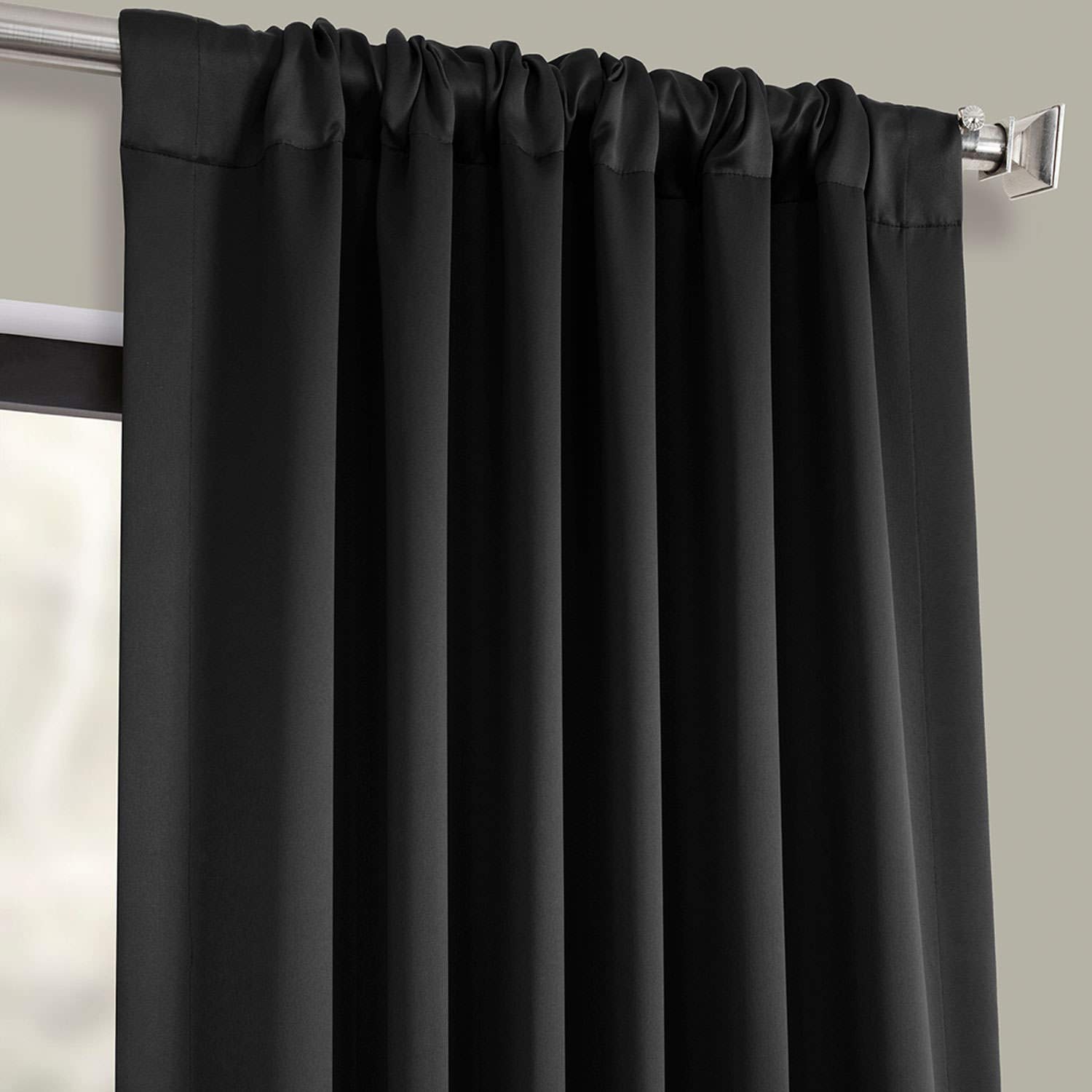 Room Darkening Curtains 96 Inches Long - Blackout Drapes for Bedroom & Living Room (1 Panel, 50x96, Jet Black) - Perfect for Light Blocking, Privacy & Noise Reduction