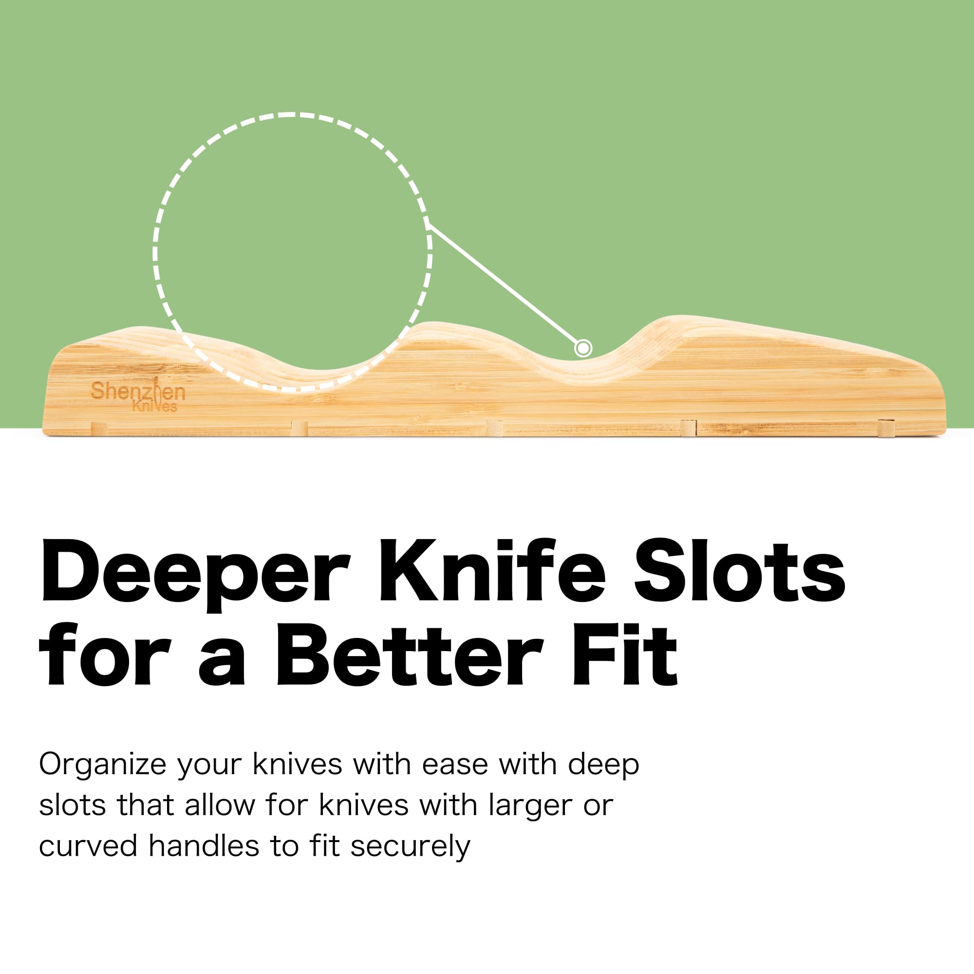 Large Bamboo Knife Block - 15 Slot Drawer Organizer for Kitchen Knives Storage