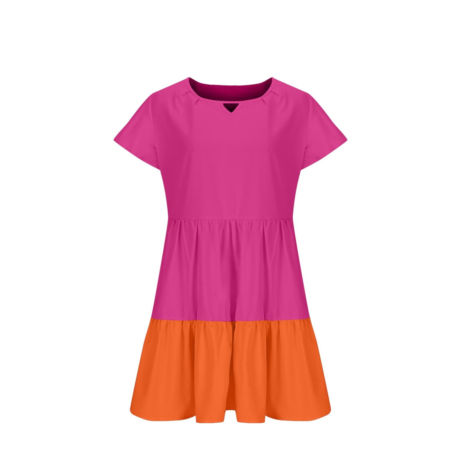 Yardsong Women's Summer Casual Boho Dress 2025 - A-Line Ruffle Sleeve Keyhole Mini Dress for Beach Vacation, Party & Outdoor Date | Lightweight Swing Dress for Tropical Getaway, Music Festival & Summer Outings