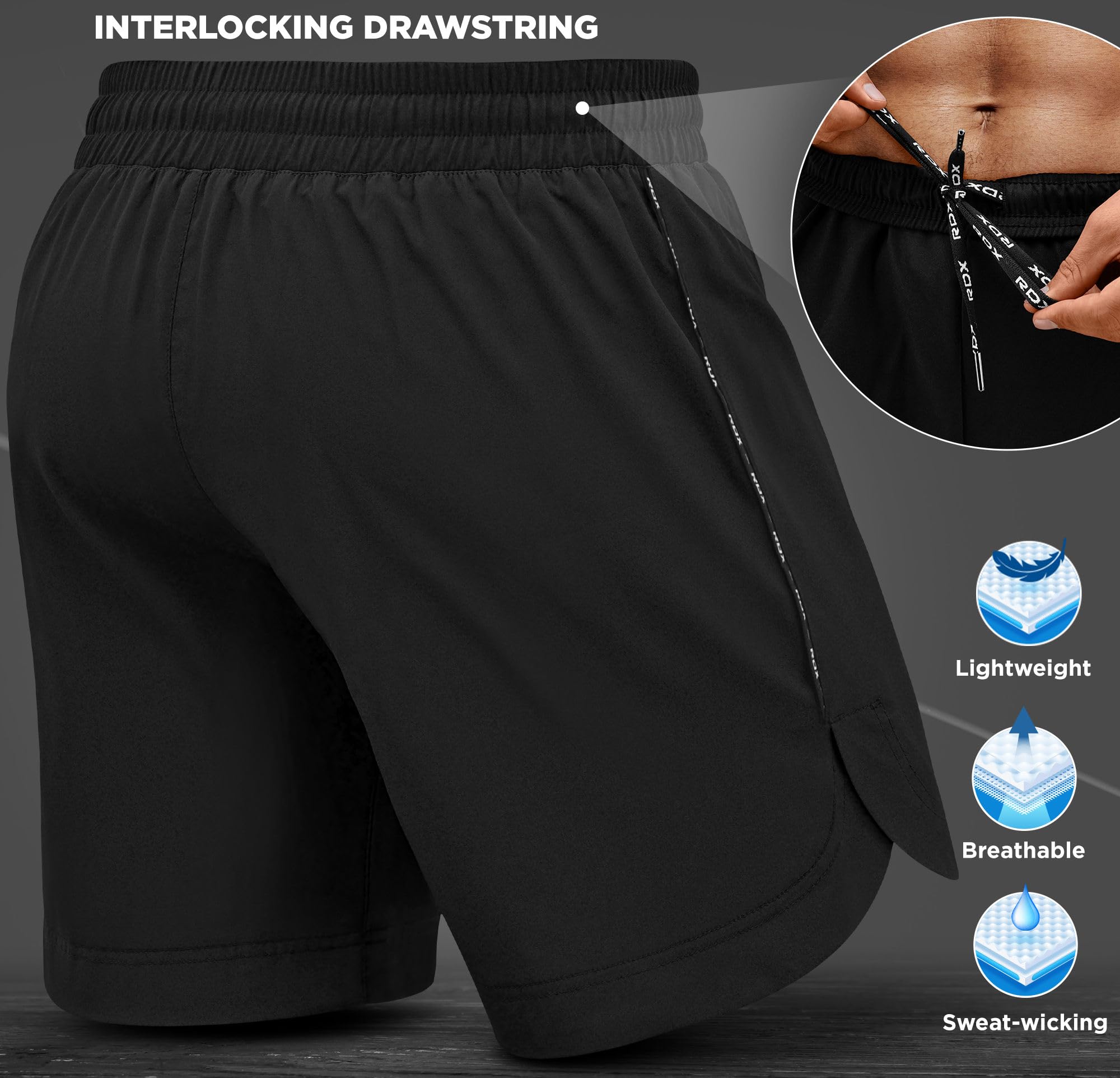 RDX MMA Shorts for Men - Premium Training & Kickboxing Shorts for Martial Arts, Cage Fighting, Muay Thai, BJJ, Boxing & Grappling - Ideal for Gym Workouts & Combat Sports