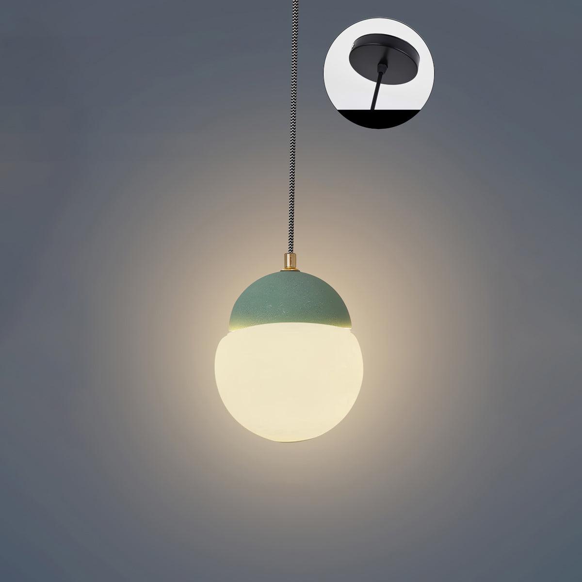 Modern Cement Eclipse Pendant Light - Industrial Style Hanging Lamp for Kitchen Island, Dining Room & Bedroom Lighting