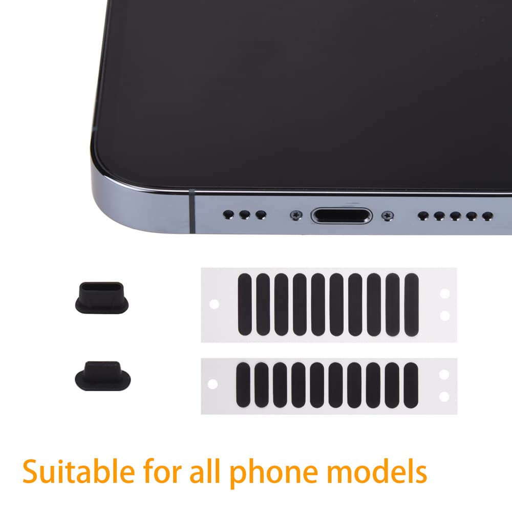121Pcs Phone Speaker Stickers - Dustproof Mesh Protector & Loudspeaker Cover Anti-Dust Kit with Tweezer, Cleaning Swab & Dust Plug for All Smartphones - Perfect for Travel, Gym & Outdoor Activities