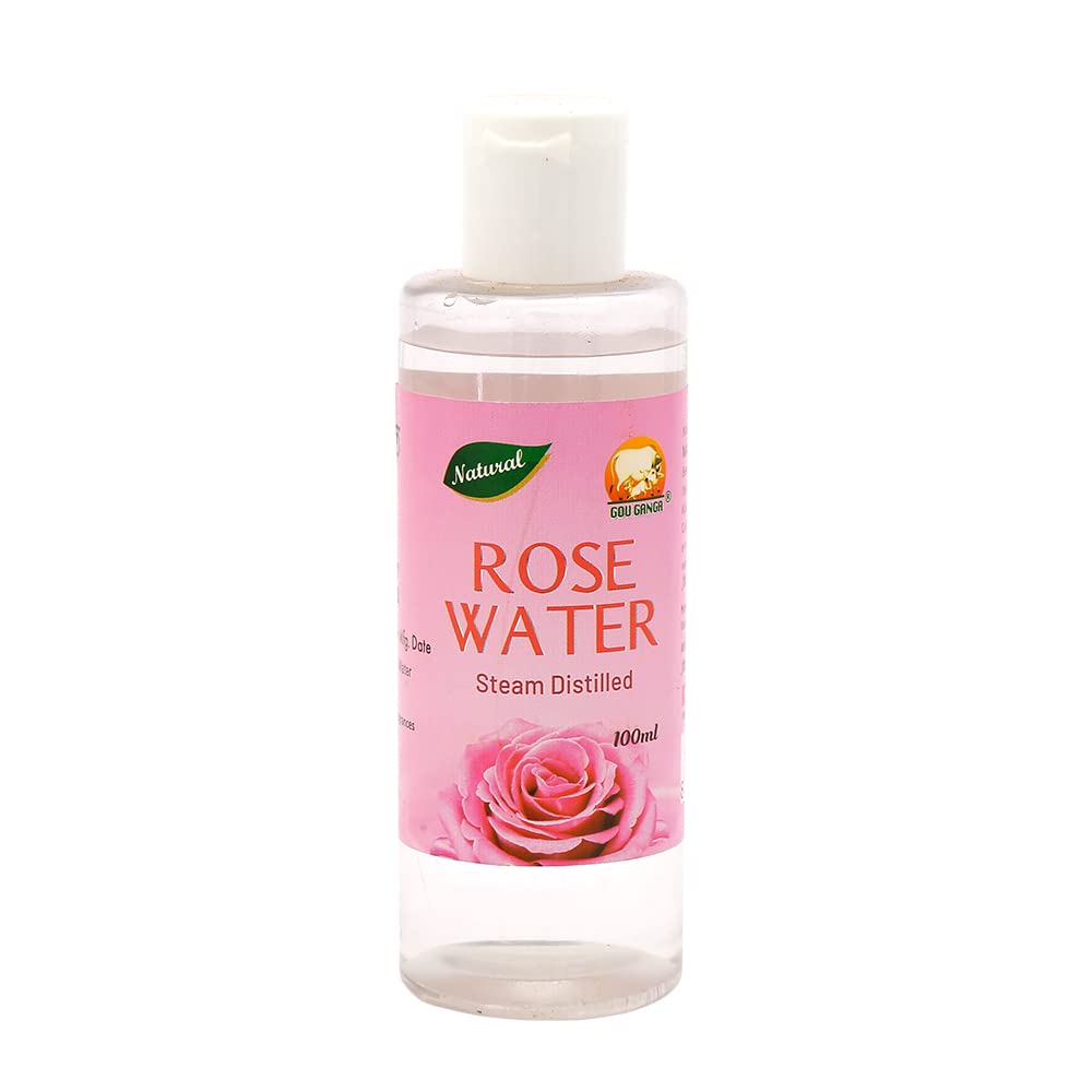 Gou Ganga Natural Homemade Rose Water (Pack of 4 Bottles*100ml=400ml) | Pure Gulab Jal for Skin Toner, Makeup Remover & Glowing Skin | Multipurpose Rose Water for Face Mask Base | Perfect for Daily Skincare, Aromatherapy & DIY Beauty Recipes