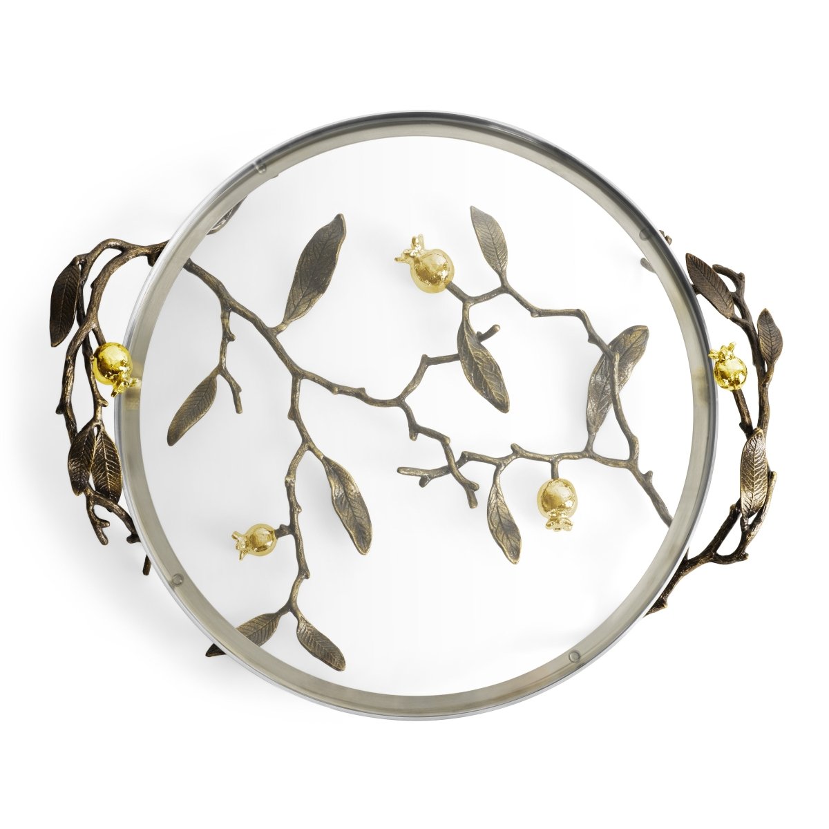 Premium Pomegranate Glass Serving Platter - Elegant Fruit & Dessert Tray for Parties, Weddings & Holiday Entertaining