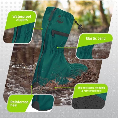 SEAL Waterproof Shoe Covers for Men & Women - Reusable Slip-Resistant Rain Boot Covers with Large Zippers - Protect Shoes from Rain, Mud & Snow - Perfect for Hiking, Commuting & Outdoor Activities