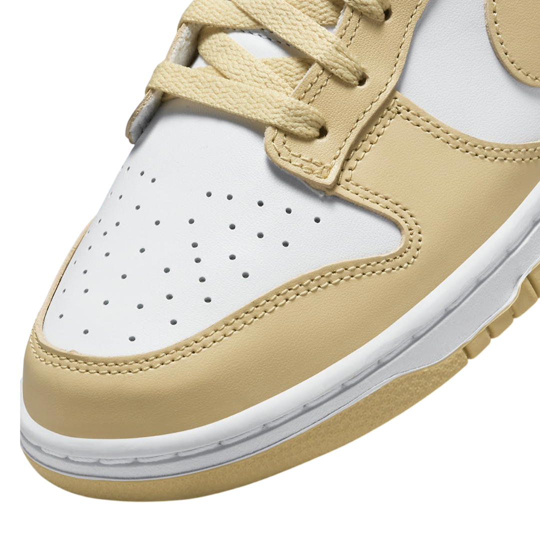 Nike Dunk Low Sneakers - White, Team Gold & Wolf Grey Colorway | Men's & Women's Casual Shoes for Everyday Wear, Street Style & Sneaker Collection