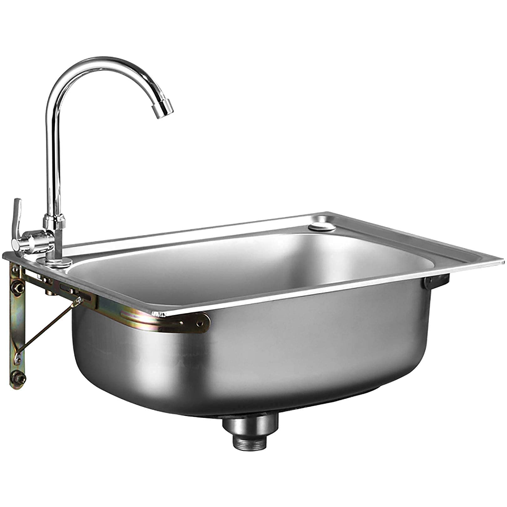 MUSUMI 22 x 16.1 Inch Stainless Steel Commercial Wall Mount Sink with Faucet - Heavy Duty Hand Washing Basin for Restaurant, Kitchen, Home & Bar Use - Ideal for Food Prep, Dishwashing & Hygiene Stations