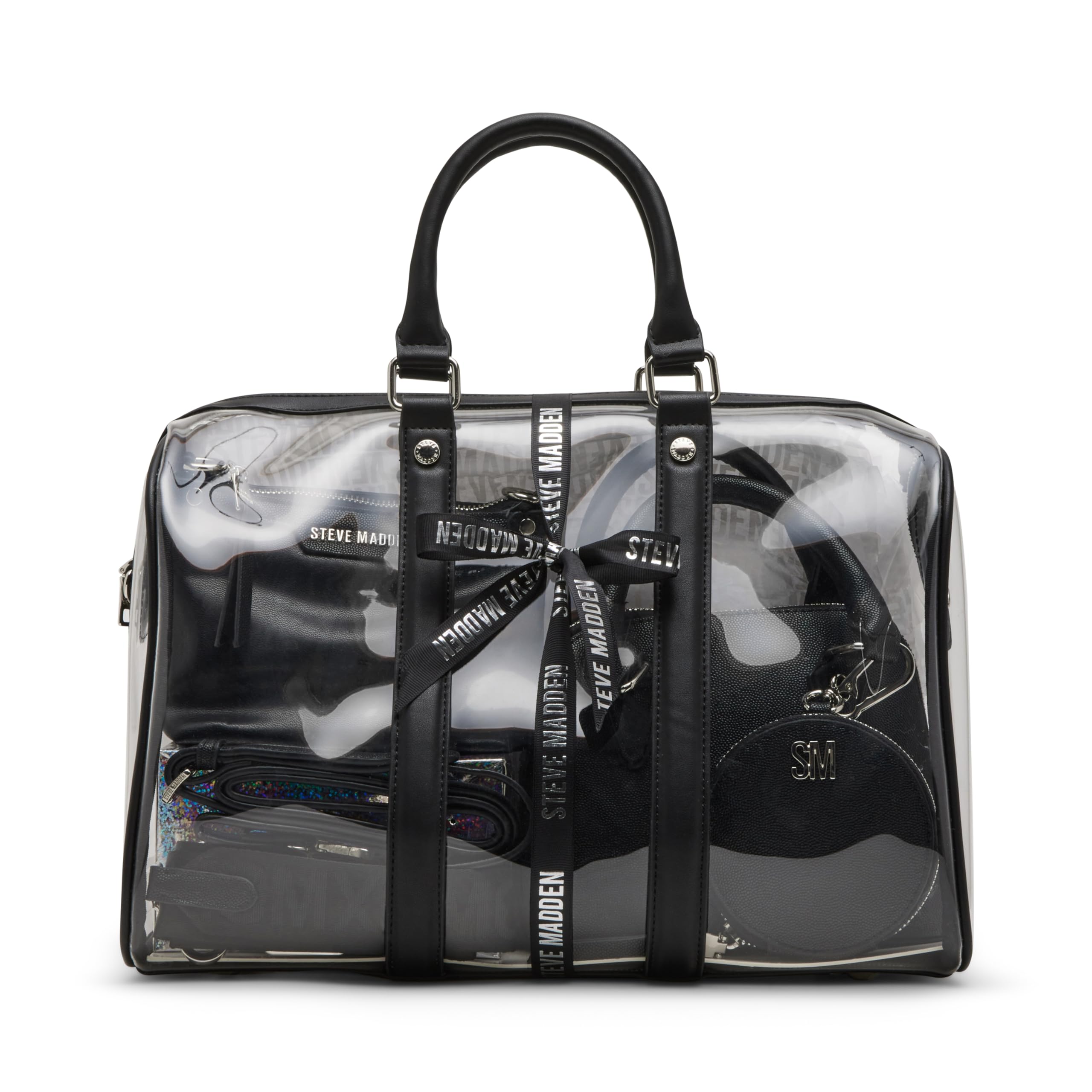 Steve Madden Warren Satchel Handbag Gift Set - Black Leather Crossbody Purse for Women, Perfect for Work, Travel & Everyday Use