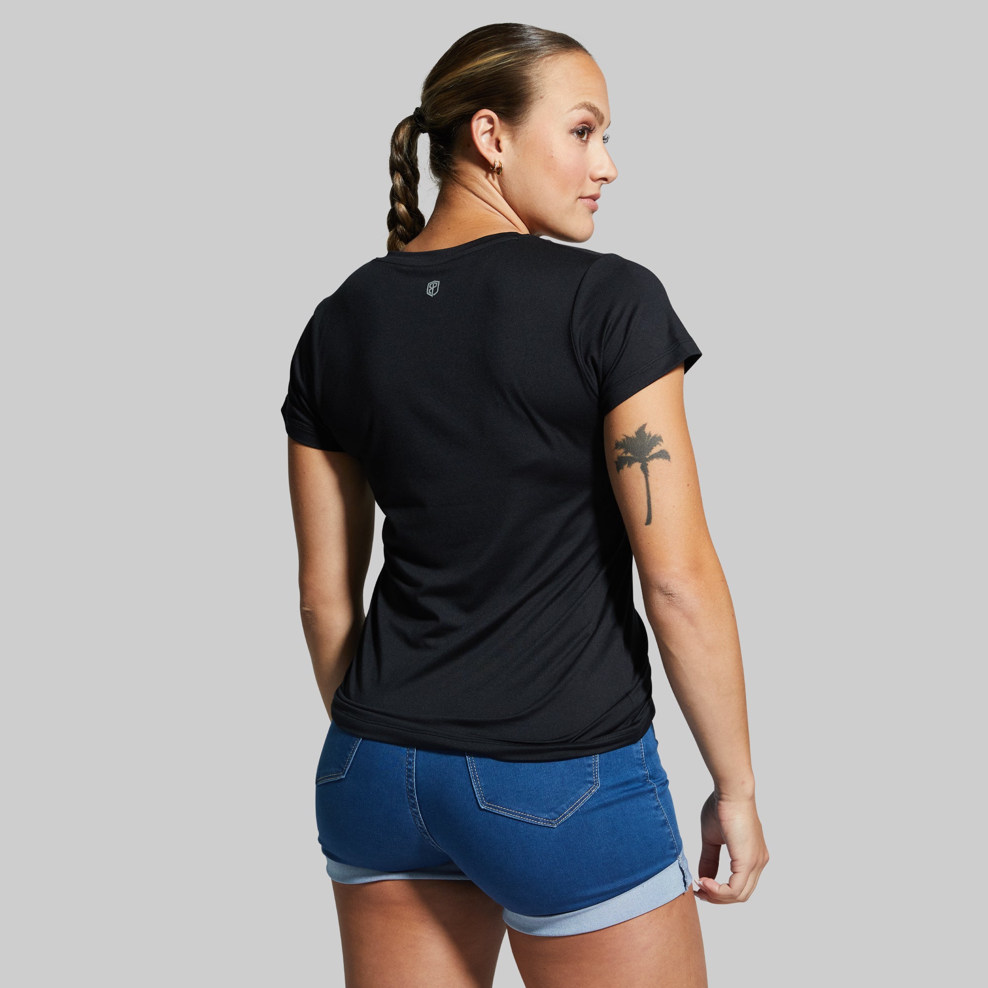 Women's Athleisure Short Sleeve V-Neck T-Shirt - Soft Stretch Casual Tee (Black) | Perfect for Yoga, Gym Workouts & Everyday Wear