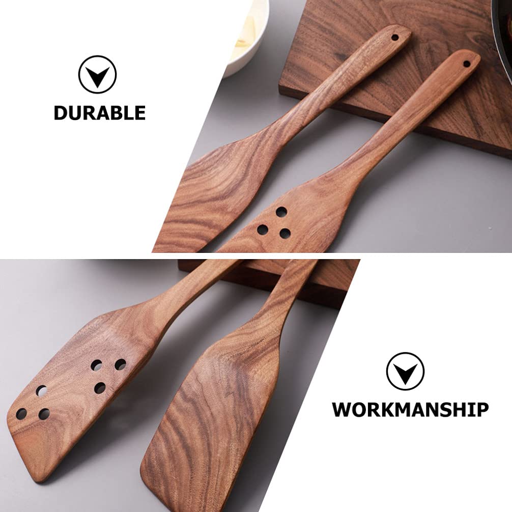 1pc Long Handle Wooden Spatula - Heat-Resistant & Anti-Scald Kitchen Utensil for Cooking, Baking & Frying - Perfect for Non-Stick Pans, Stirring Sauces & Flipping Pancakes