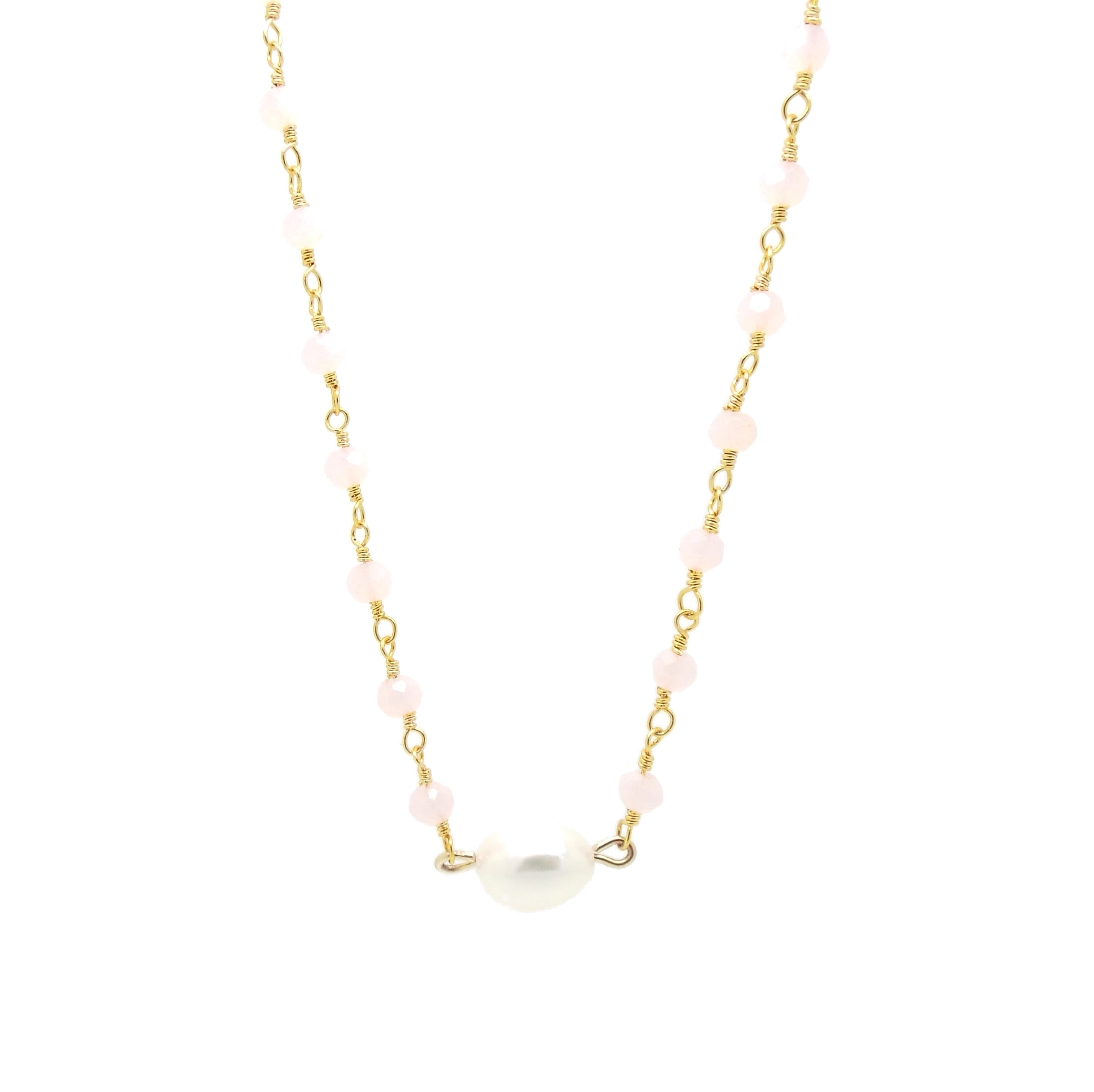 Valentina Rose Quartz & Pearl Necklace - Elegant Healing Crystal Jewelry for Women - Perfect for Meditation, Gifts & Everyday Wear