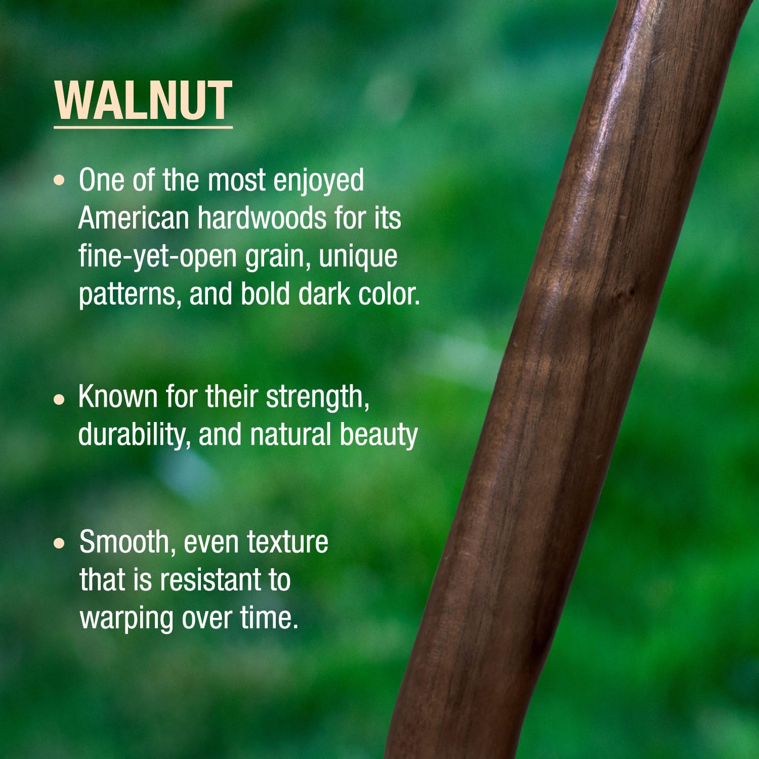Premium Walnut Wooden Cane - Lightweight & Durable Walking Stick for Seniors & Mobility Support - Handcrafted in USA - Ideal for Hiking, Daily Use & Fashion Accessory