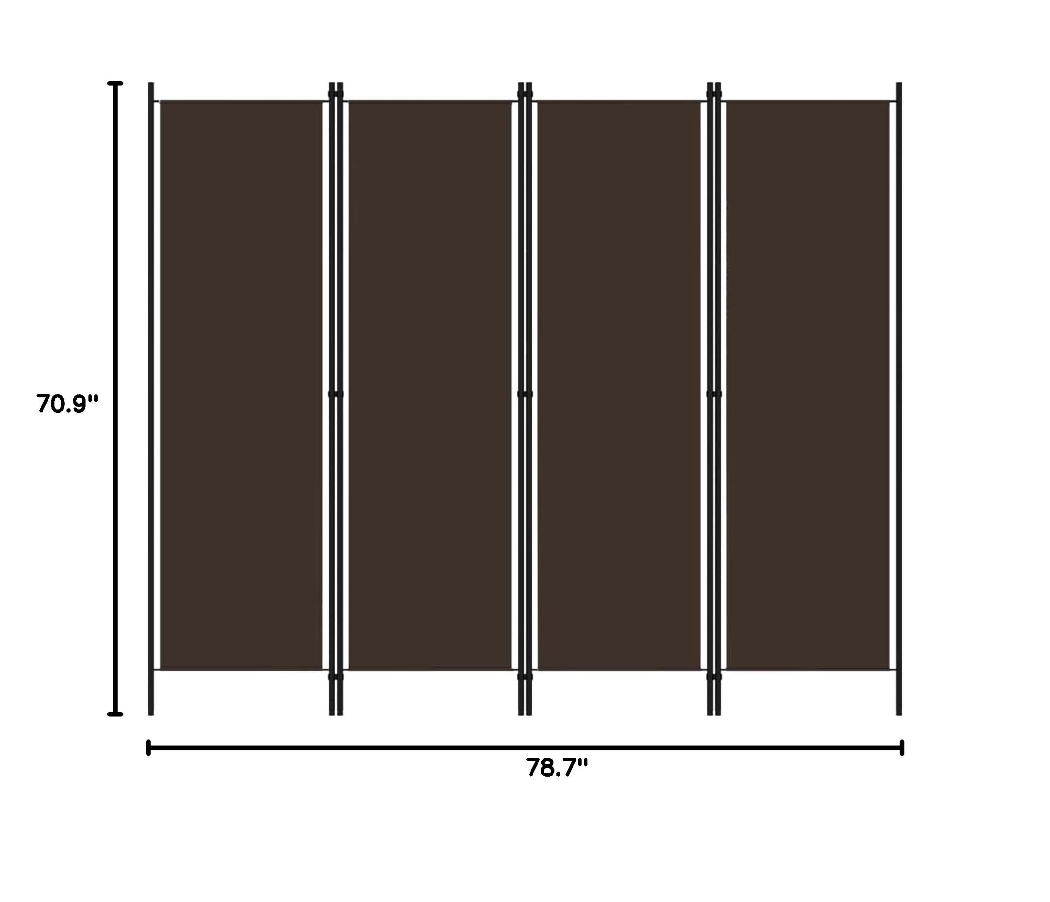Tidyard 4-Panel Room Divider - Freestanding Fabric Partition Screen with Iron Frame (78.7