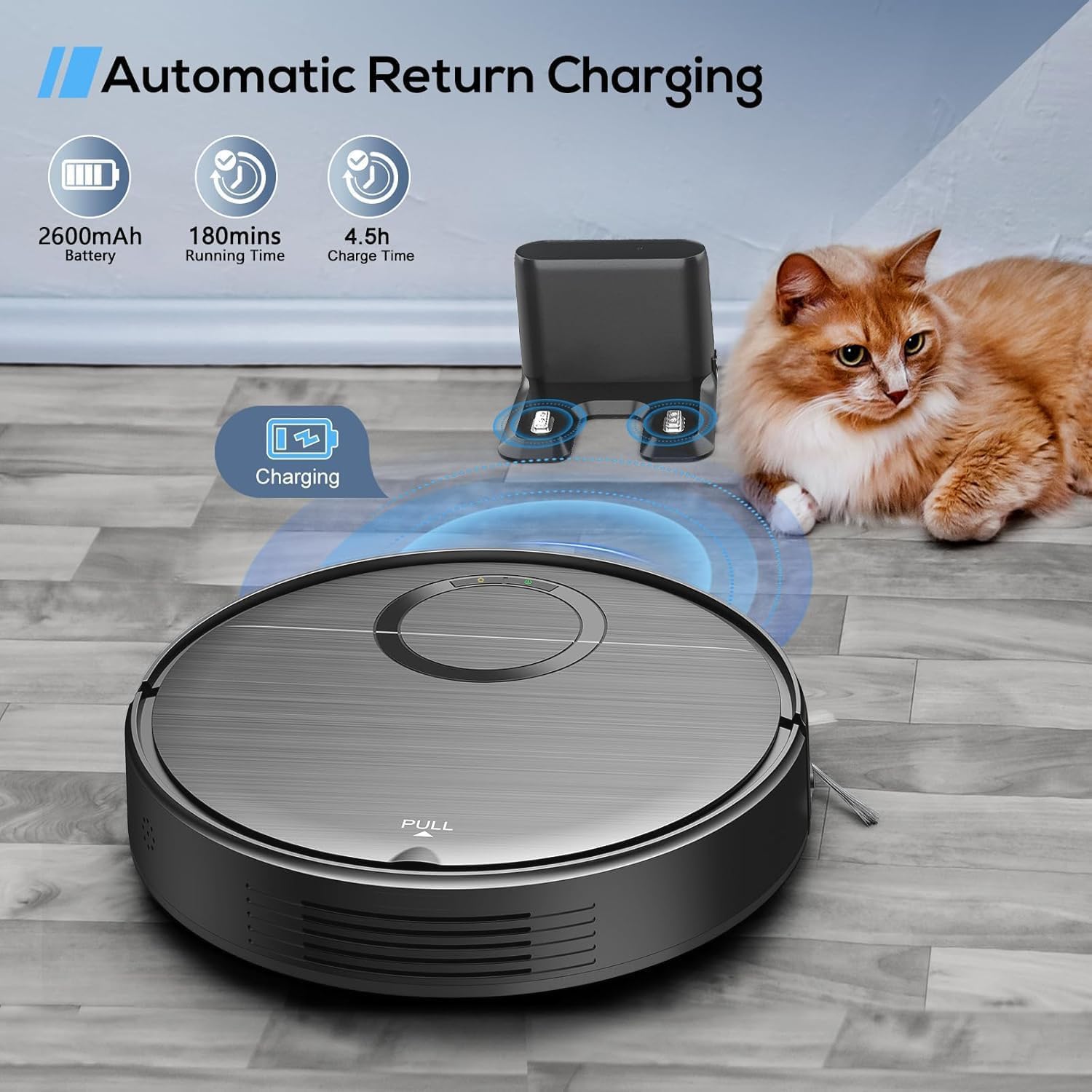 2-in-1 Robot Vacuum and Mop Combo with Wi-Fi/App Control, 2000Pa Strong Suction, Self-Charging - Ideal for Hard Floors, Pet Hair & Low-Pile Carpets | Perfect for Smart Homes & Busy Pet Owners