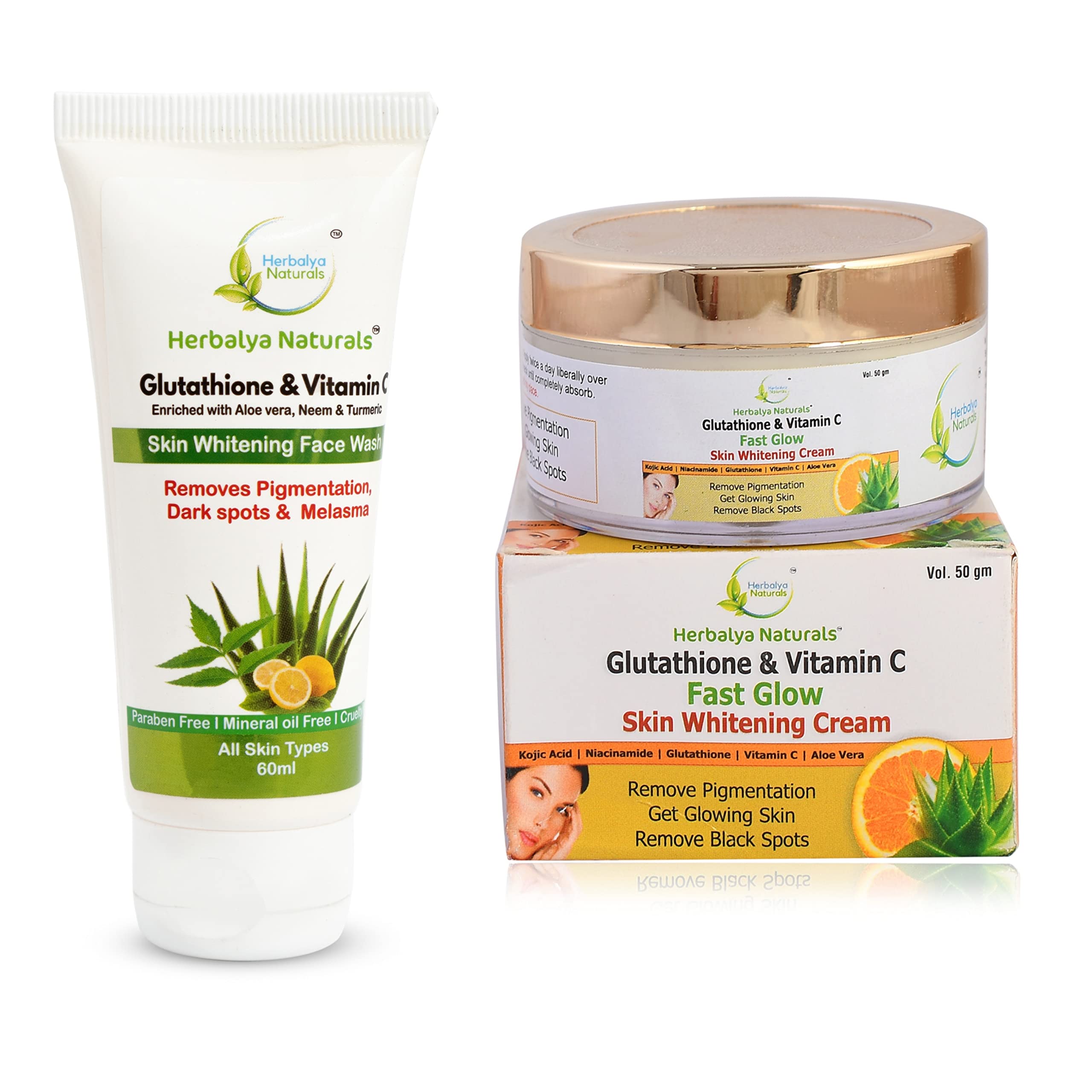 Herbalya Naturals Skin Whitening Cream with Glutathione & Vitamin C - Brightening, Anti-Pollution Face Moisturizer for All Skin Types (110g) | Perfect for Daily Skincare Routine & Dark Spot Reduction